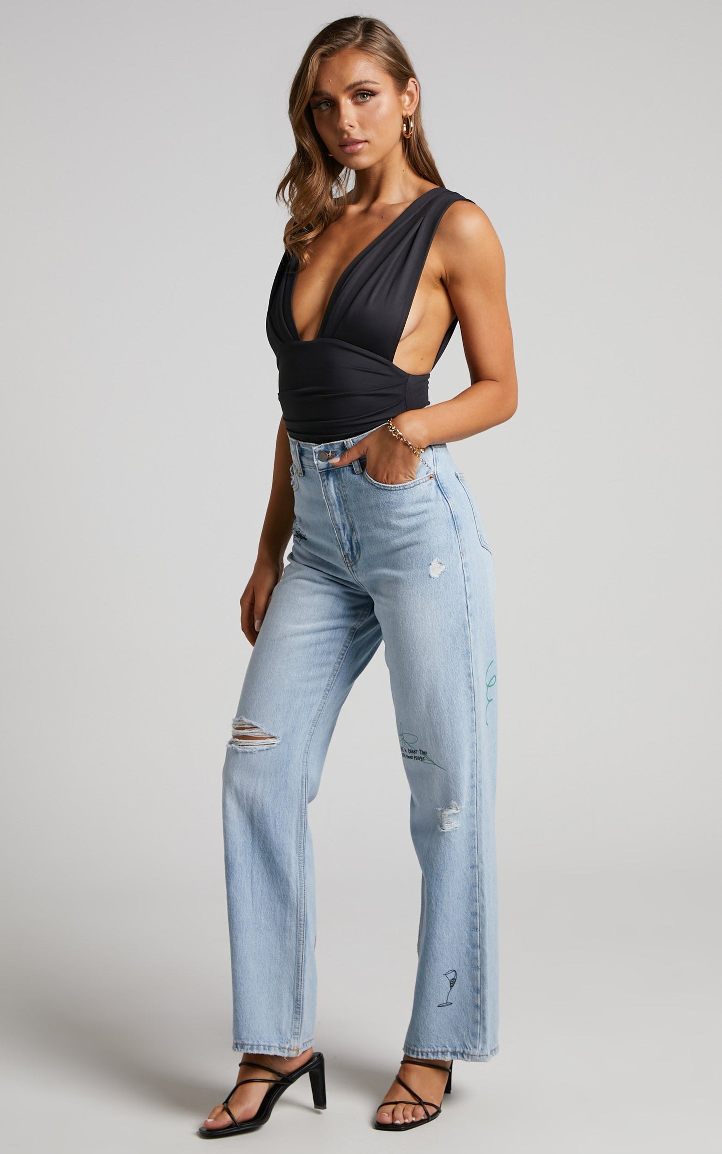 Dr Denim - Echo Jean in Light Blue Jay Scribble
