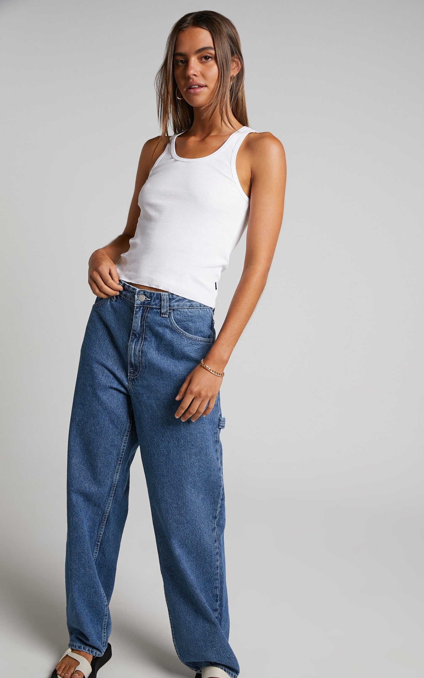 Dr Denim - Faye Worker Jean in Pebble Mid Stone