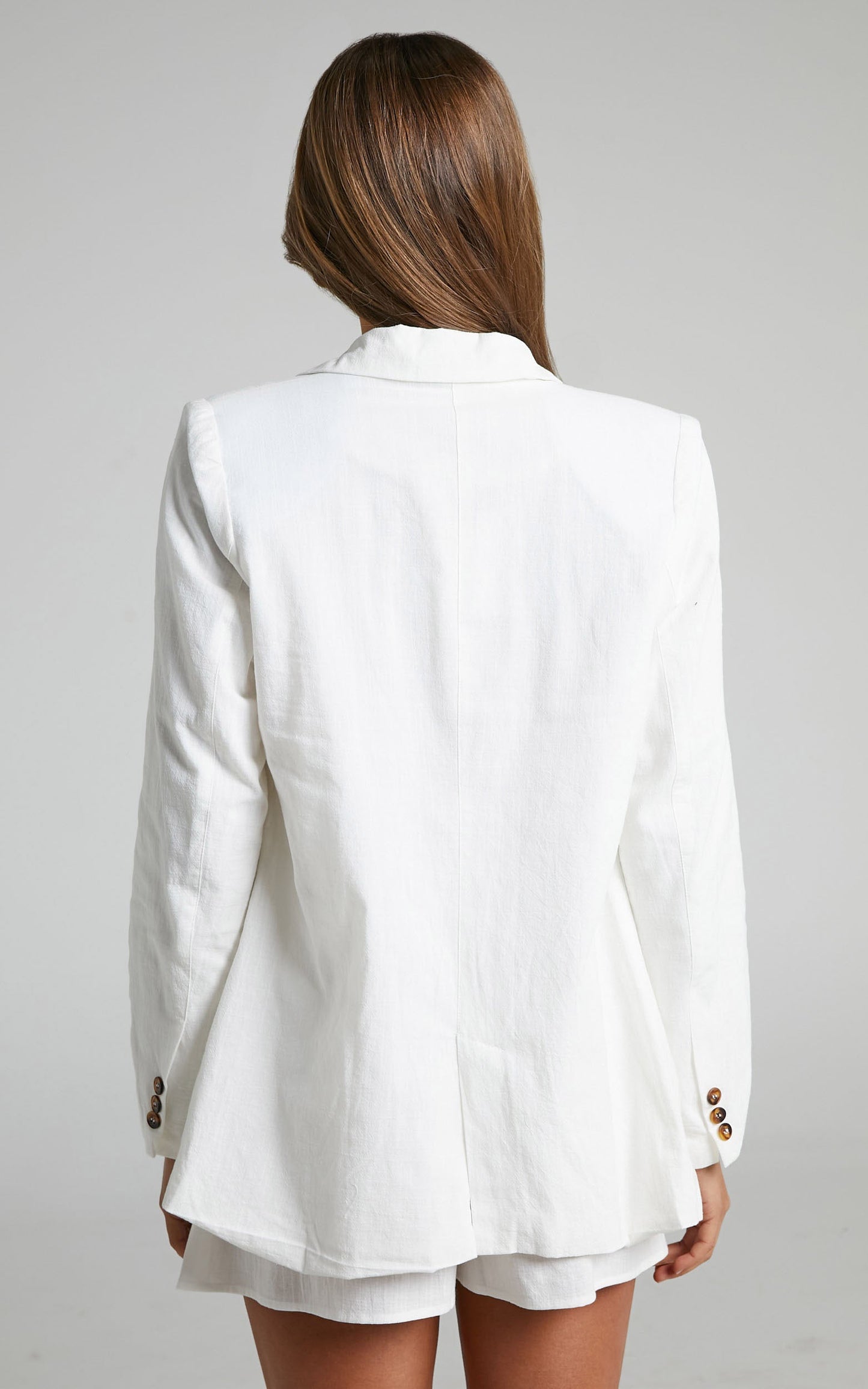 Hiromi Blazer - Plunge Neck Tailored Blazer in White