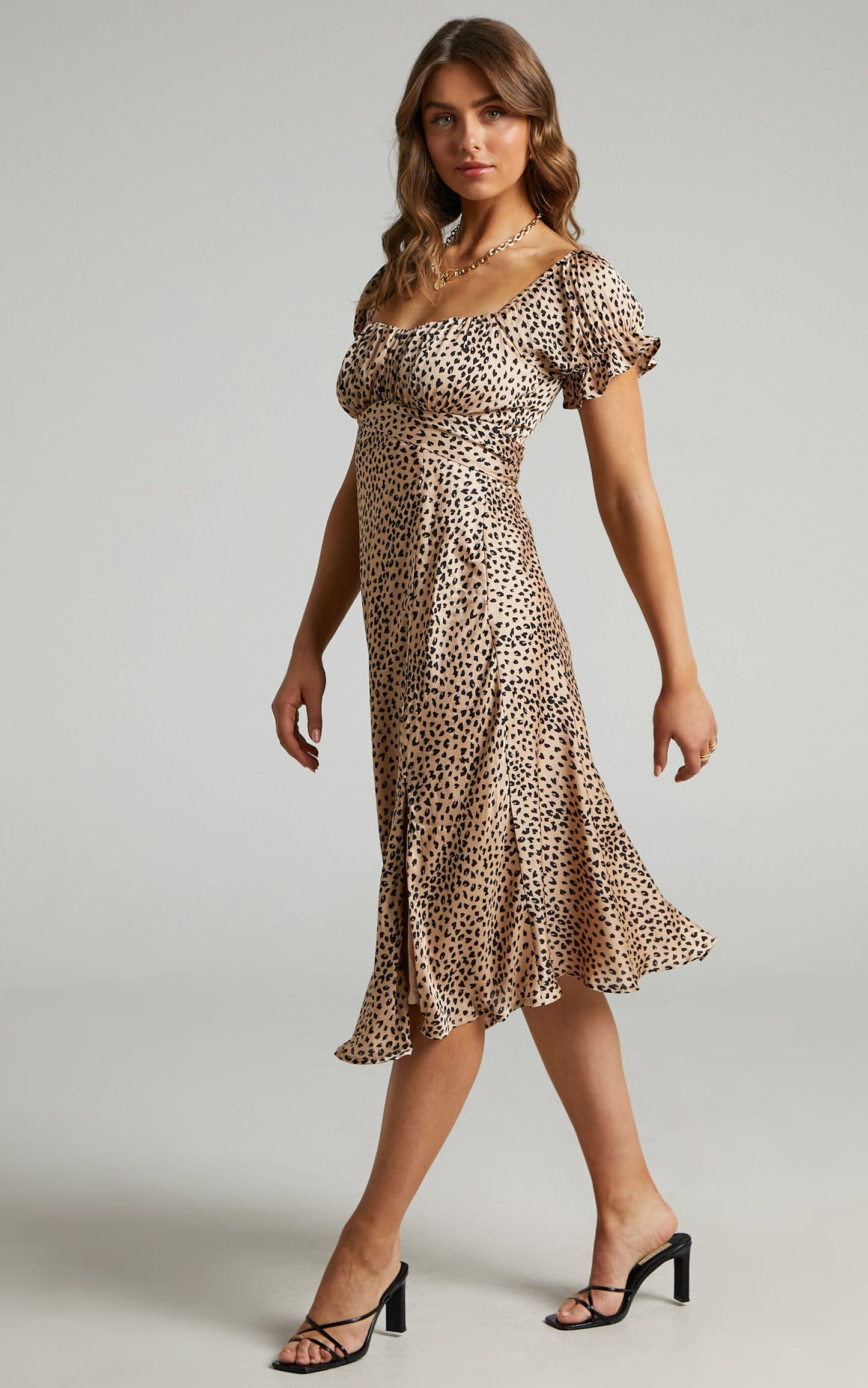 Kordyn Midi Dress in Leopard Print