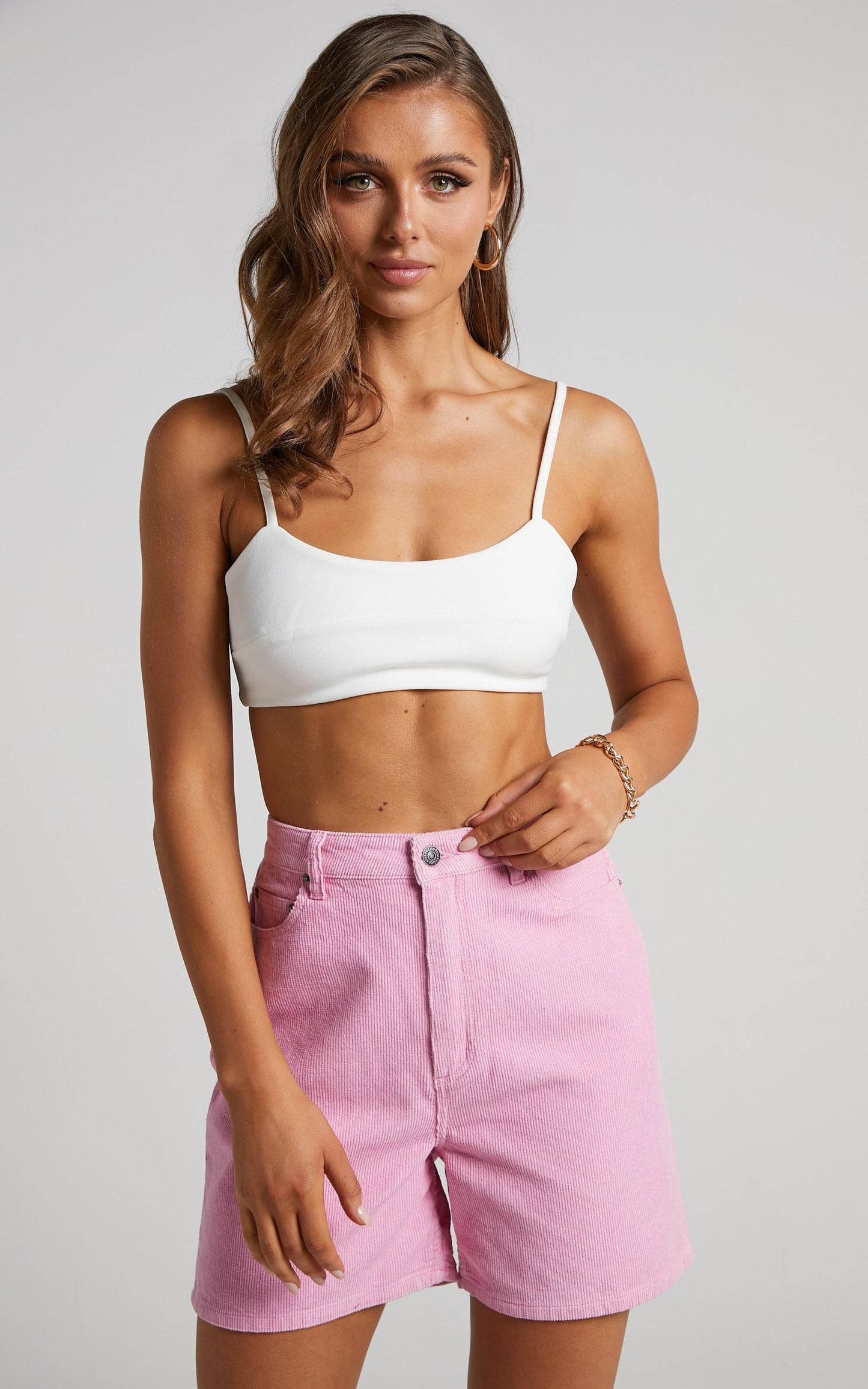 Lee - High Baggy Short in Lolly Pink Cord