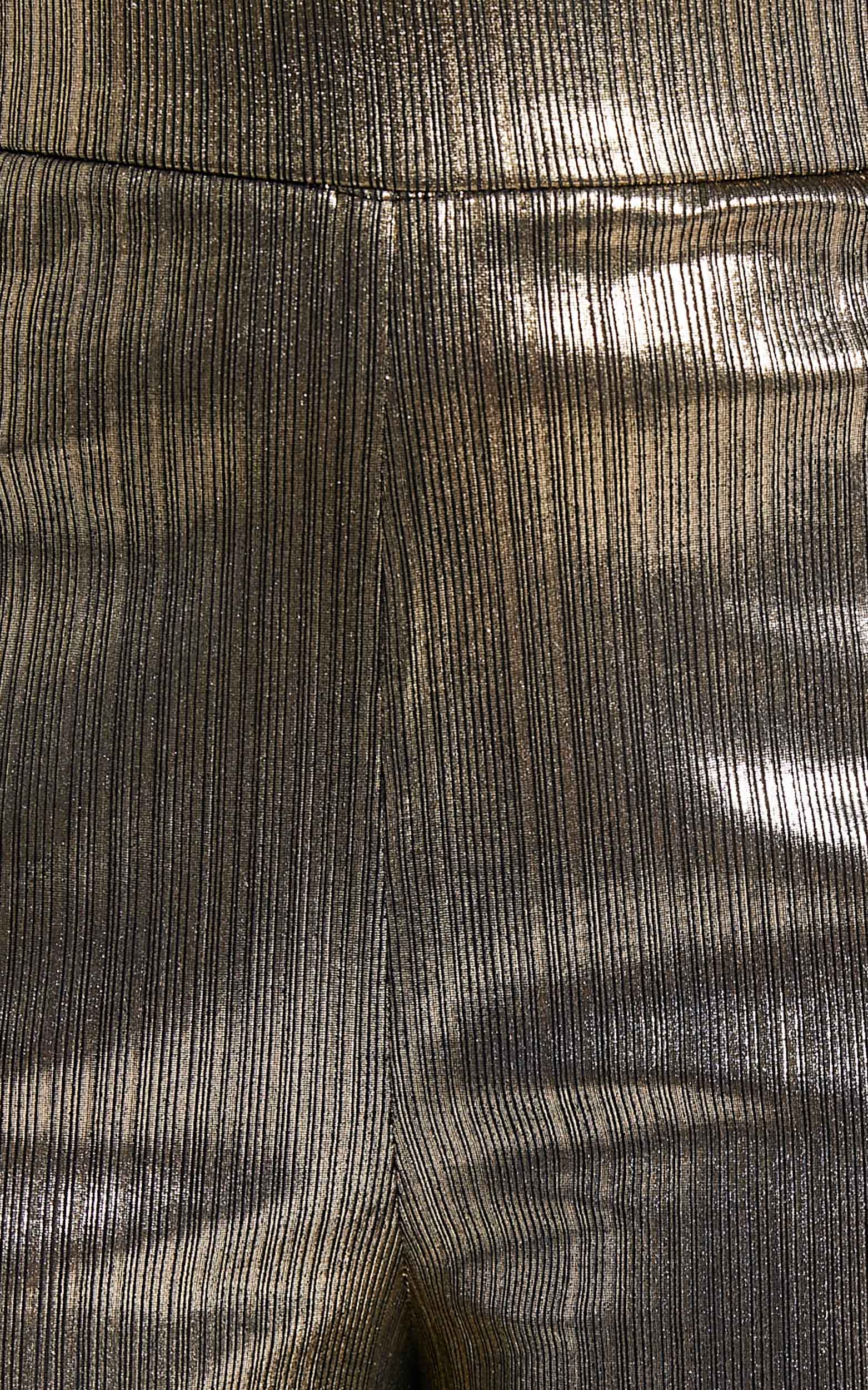 Loren High Waisted Wide Leg Lame Pants in Black/Gold