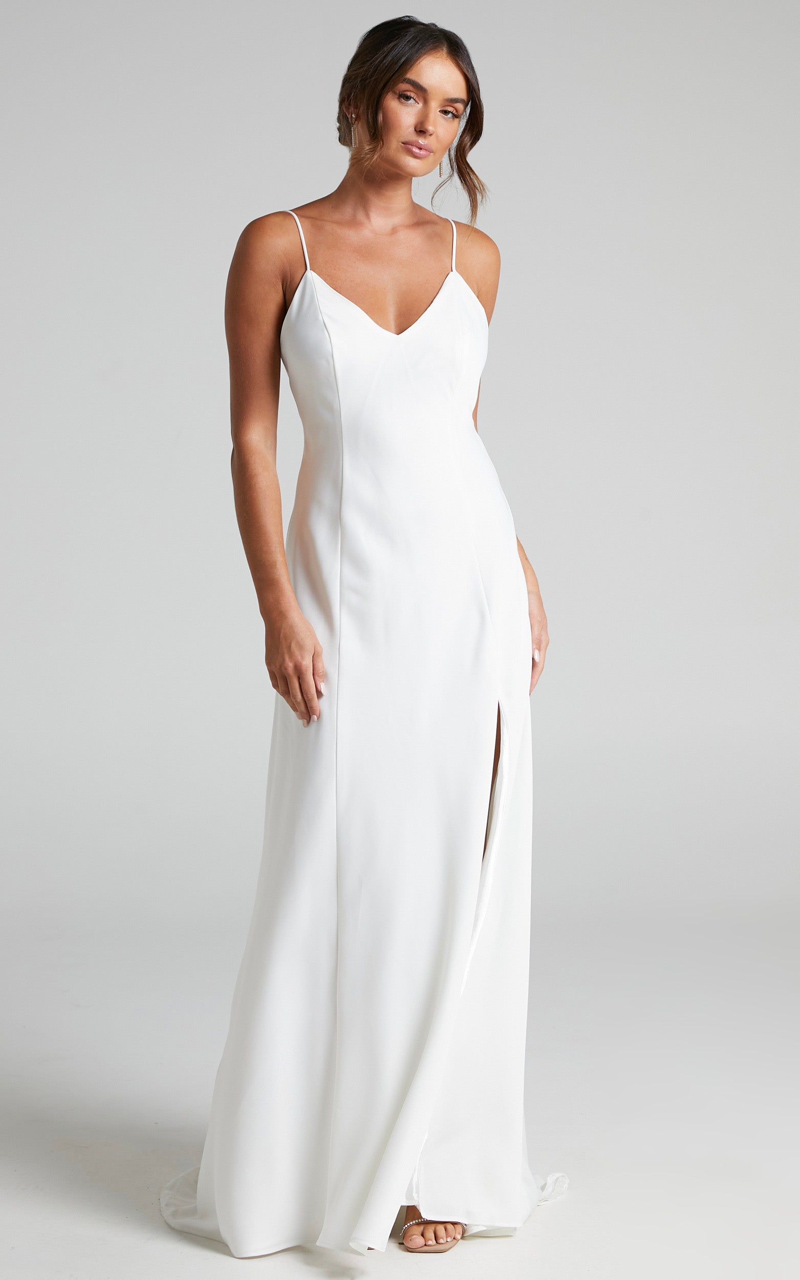 Love Struck Gown - Open Back Slip Gown in Ivory Satin