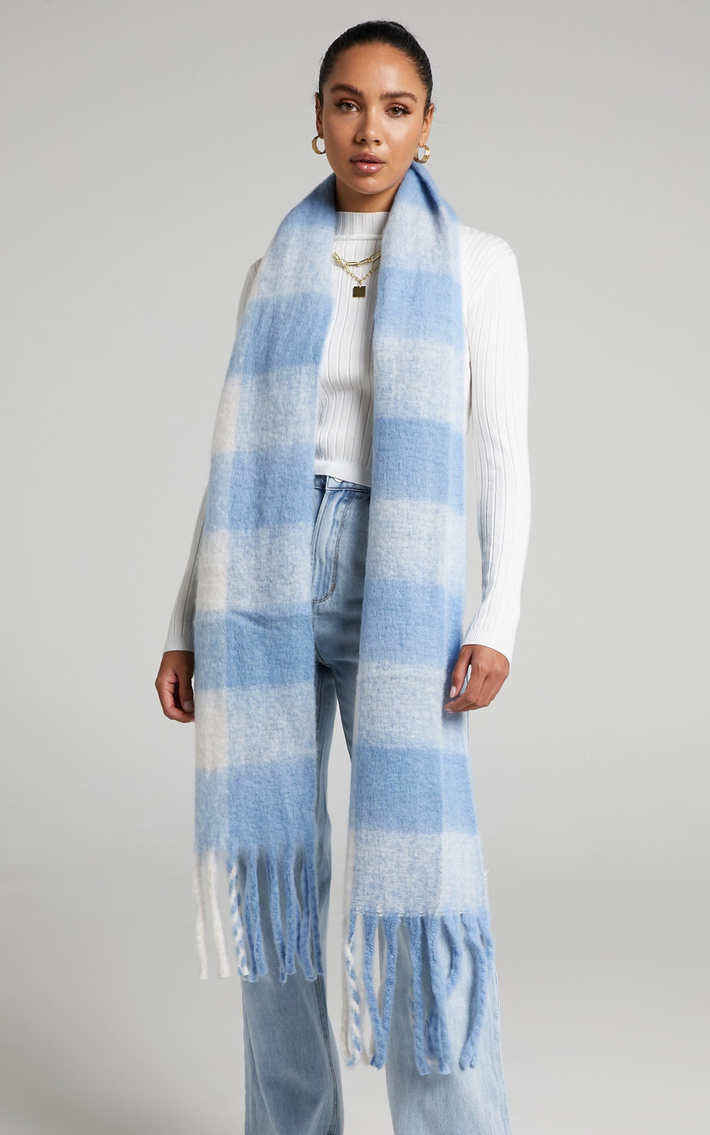 Nalani Scarf in Blue/White