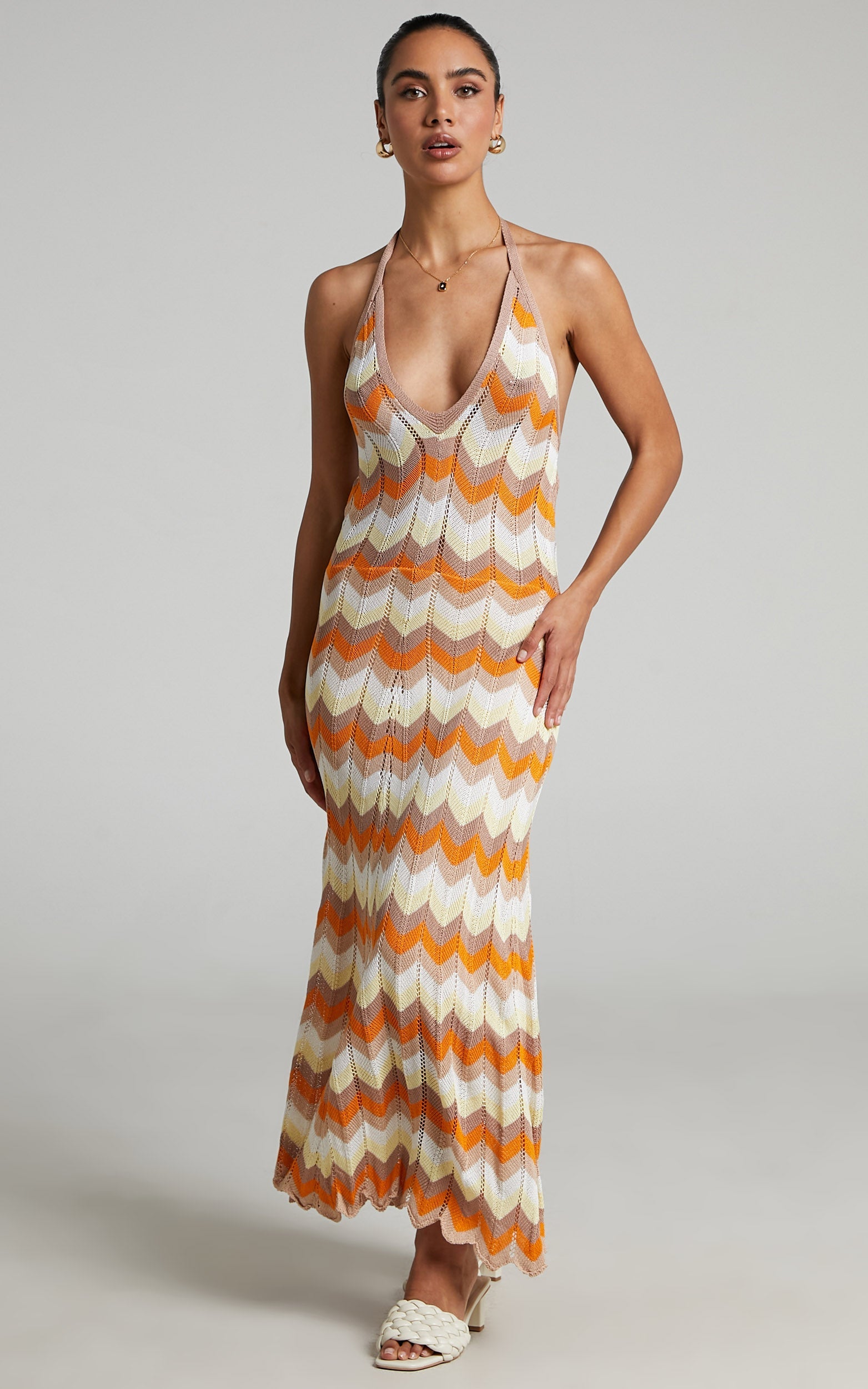 Natchel Crochet Maxi Dress in White Print