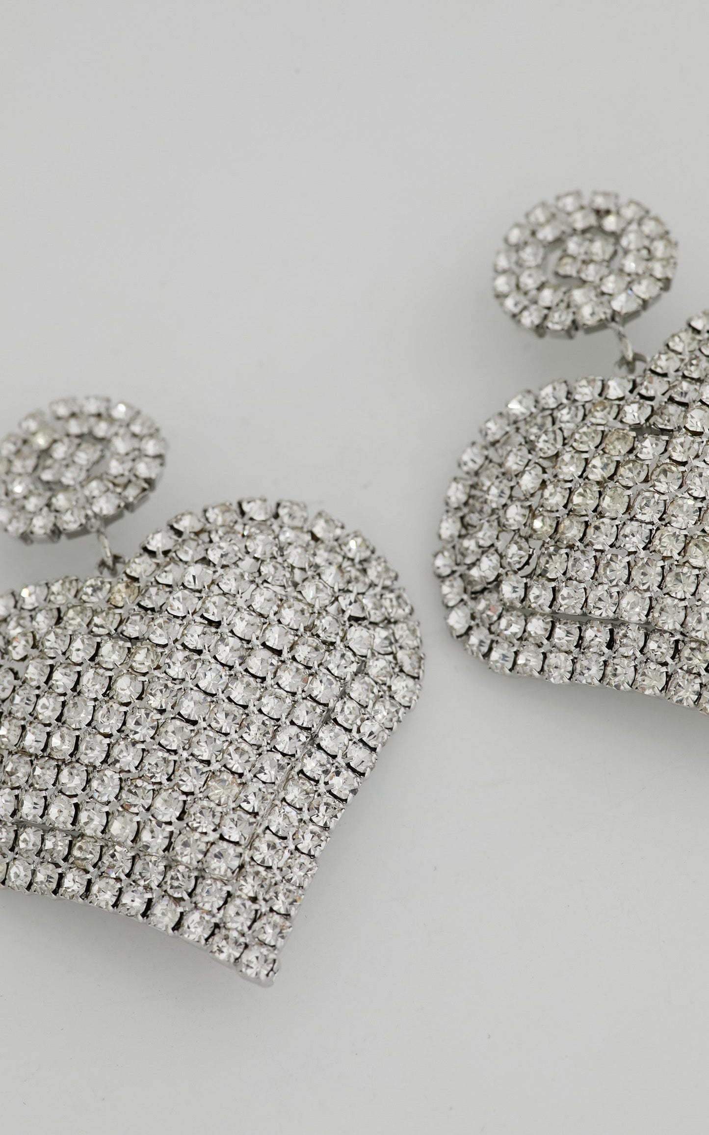 Praslin Diamante Heart Drop Earrings in Silver