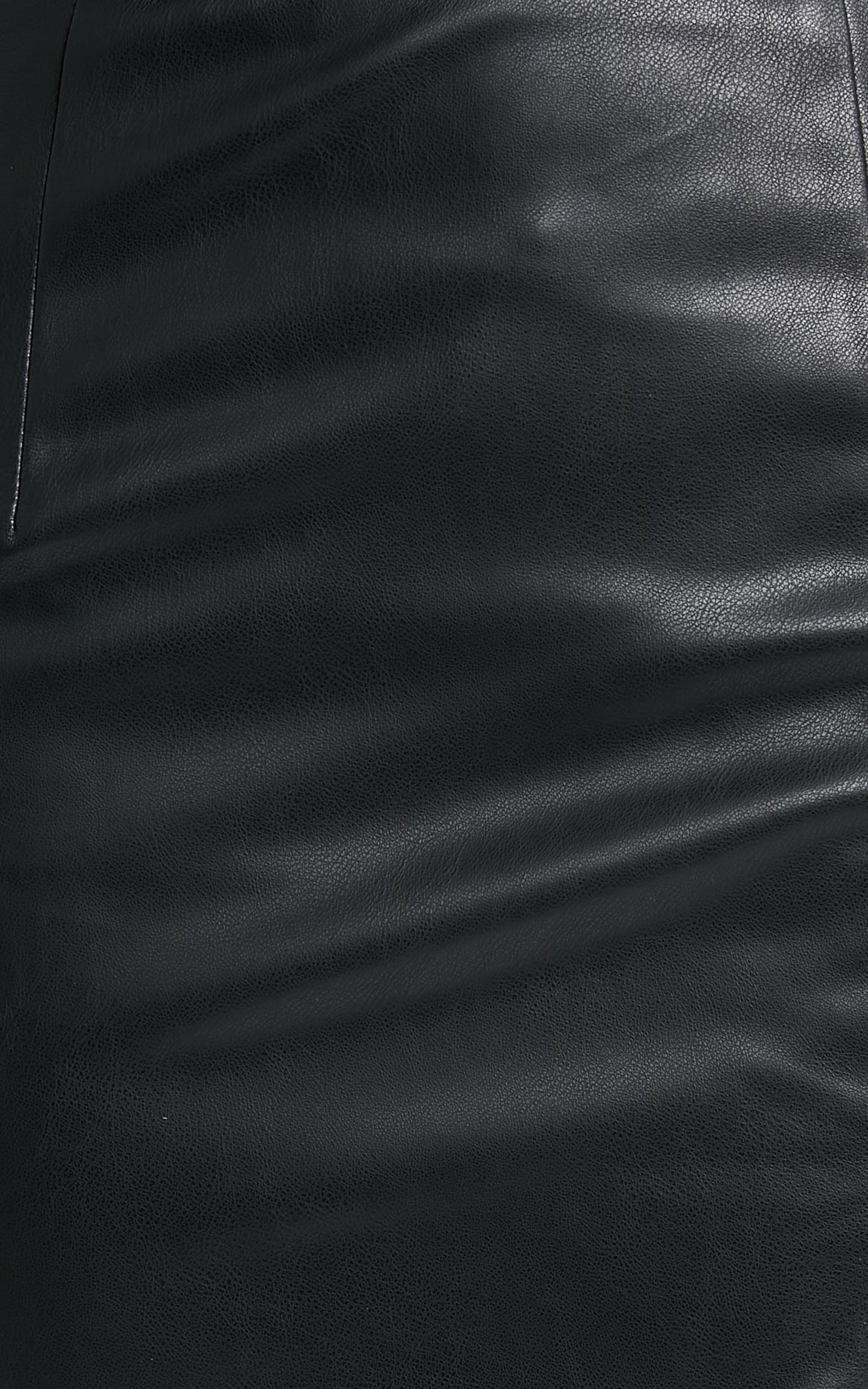 Tavua Midi Skirt - Faux Leather Split Skirt in Black