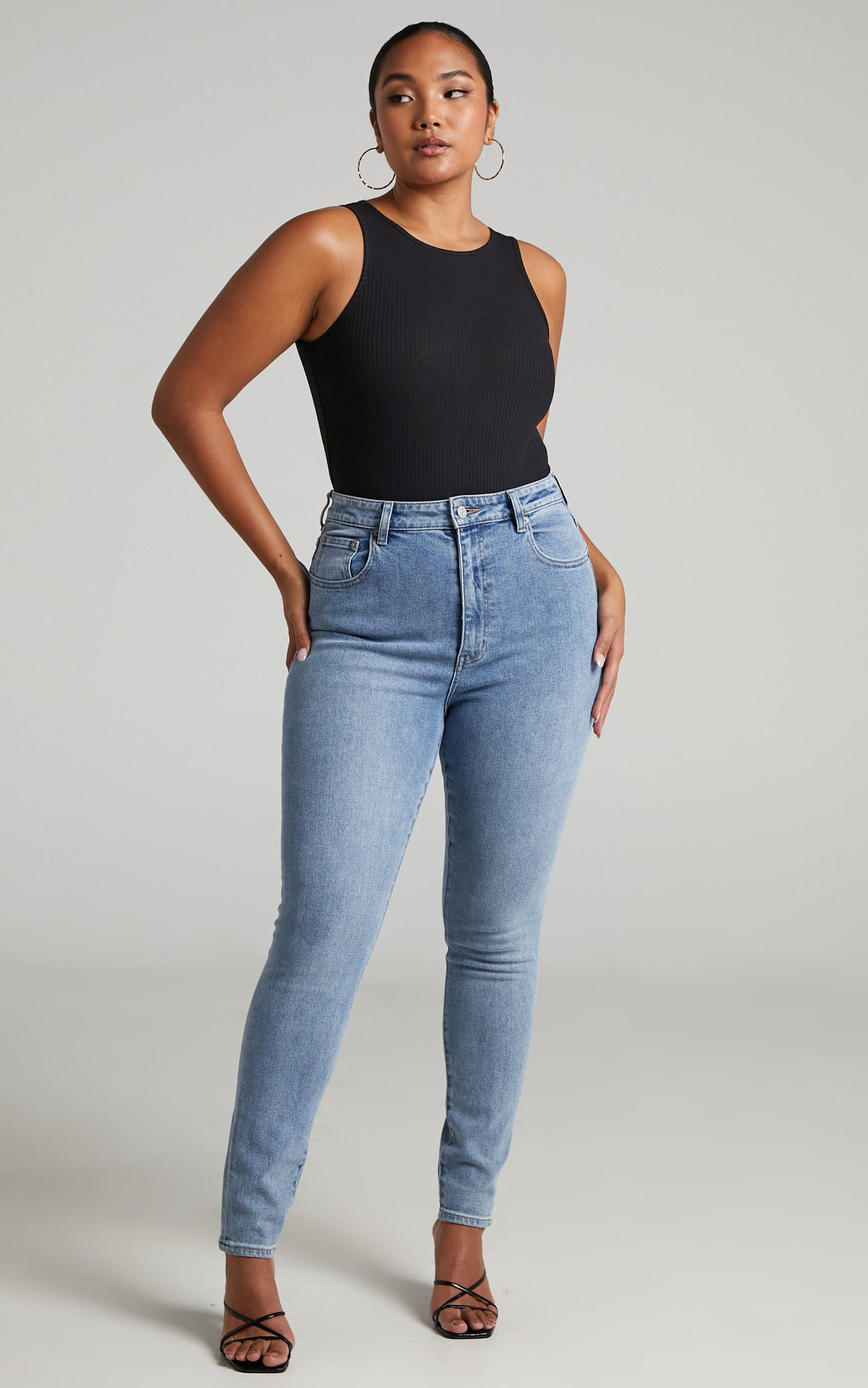 Julia Bodysuit - High Neck Ribbed Bodysuit in Black