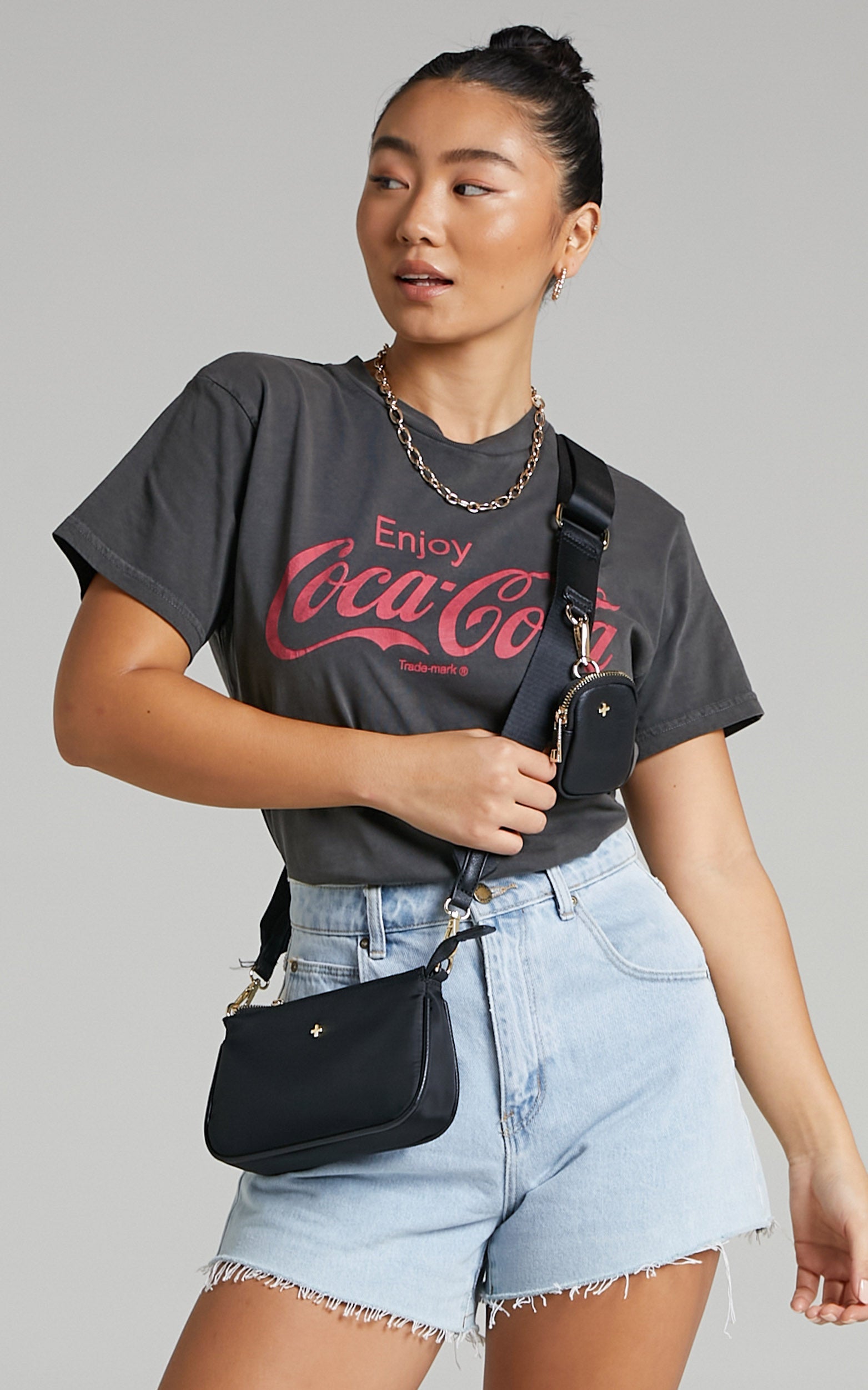 Rolla's - COCA COLA CLASSIC TOMBOY TEE in Washed Black