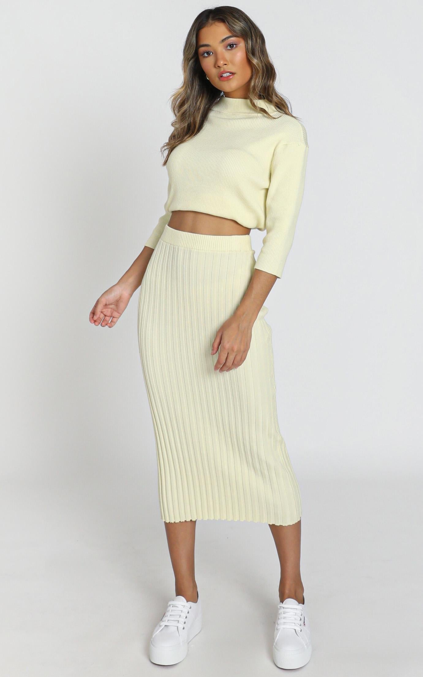 Cicely Knitted Skirt in Pastel Yellow