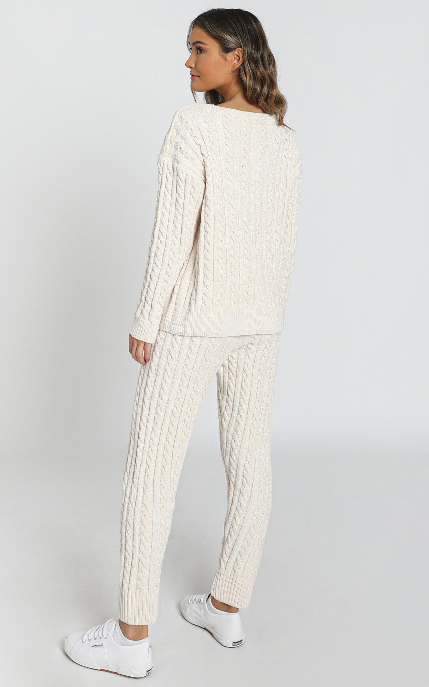 Iona Cable Knit Two Piece Set in cream