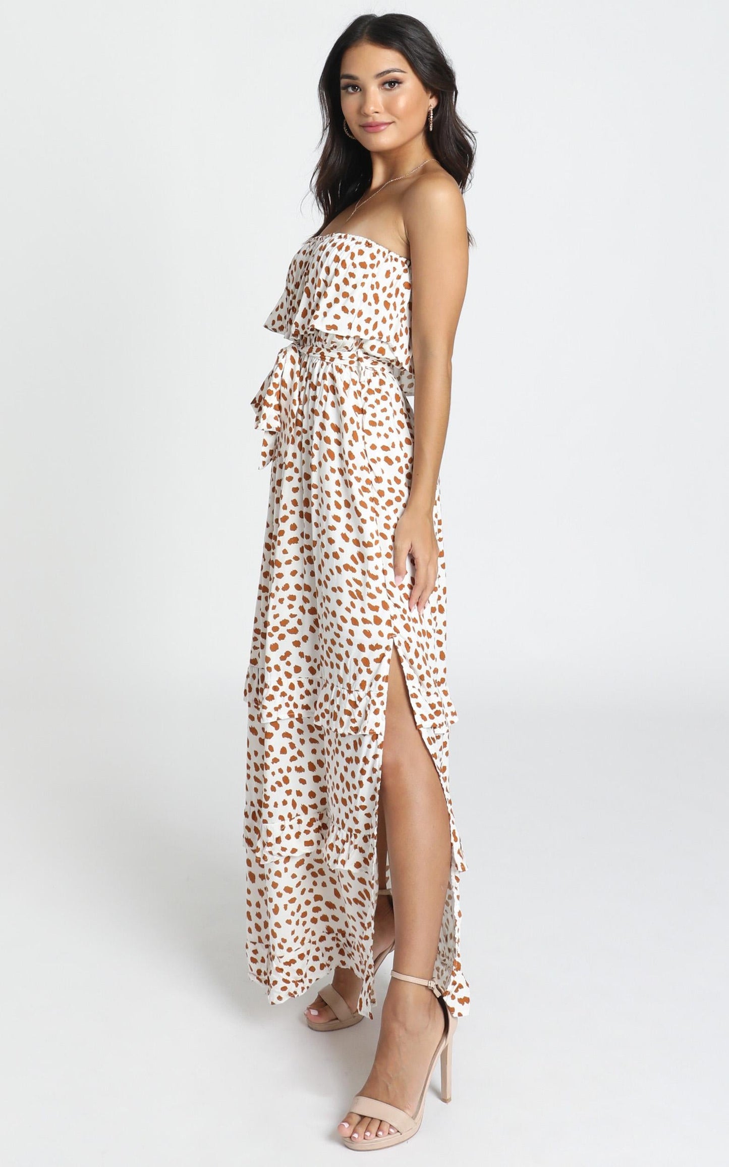 Candice Dress in Tan Spot