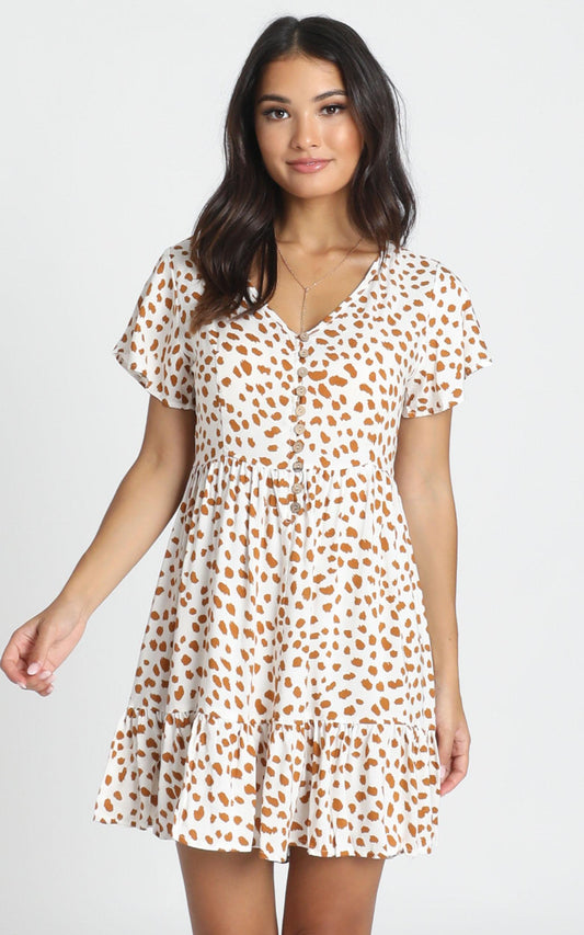 Mylo Dress in Tan Spot