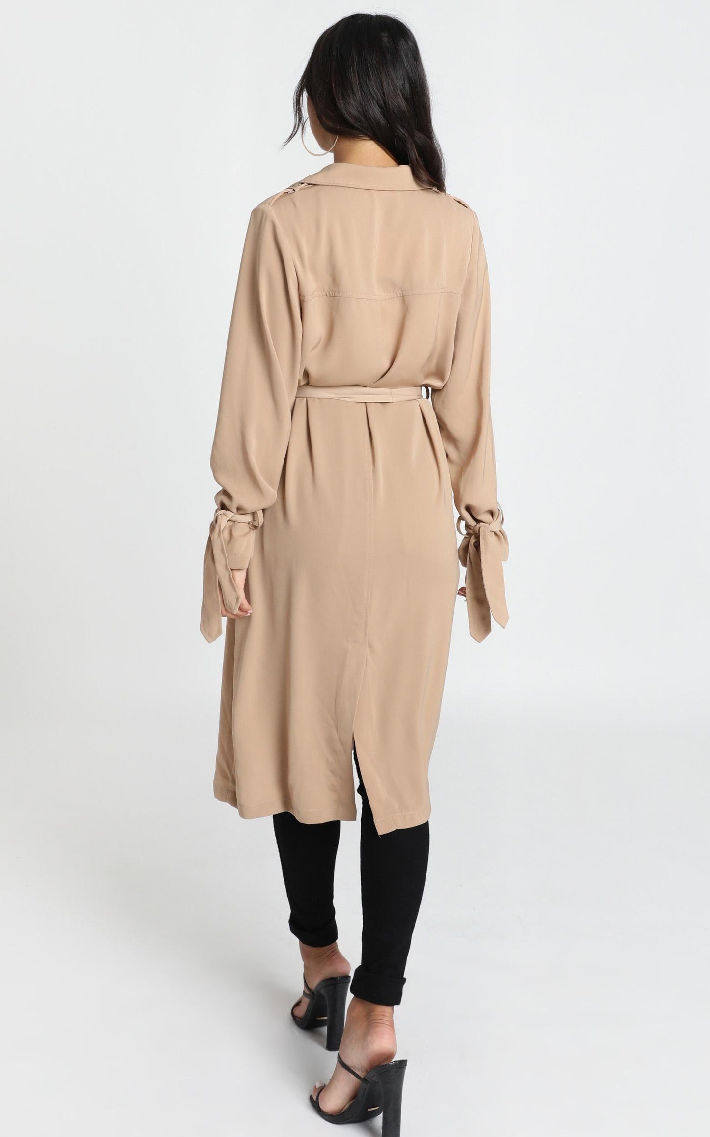 Stepping It Up Trench Coat In Beige