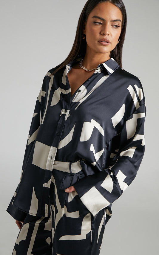 4th & Reckless - Amira Shirt in Black/Cream Print