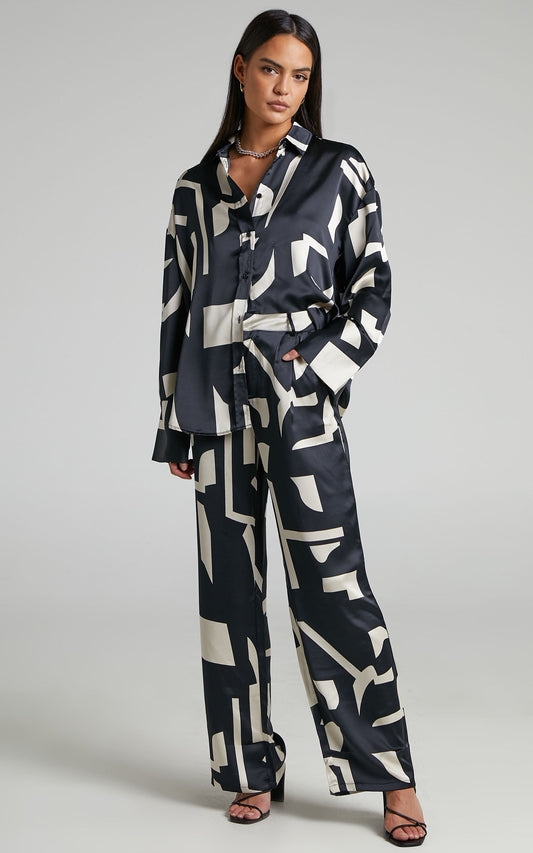 4th & Reckless - Amira Trouser in Black/Cream Print