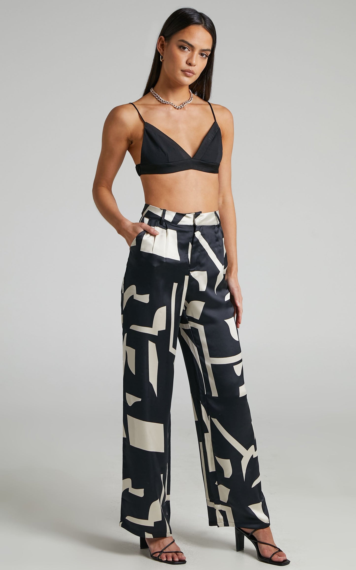 4th & Reckless - Amira Trouser in Black/Cream Print