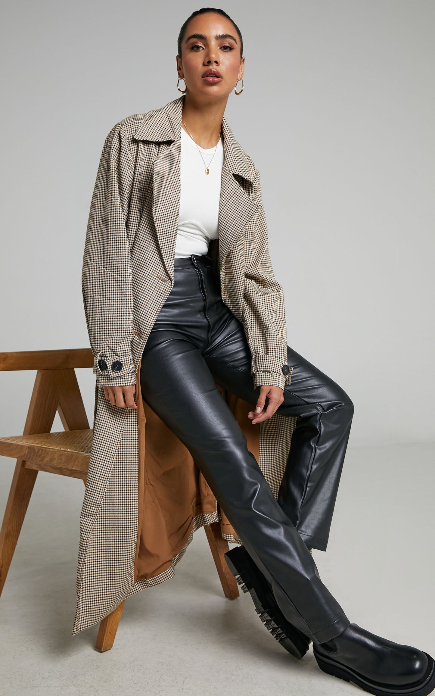 4th & Reckless - Chica Trench in Brown check