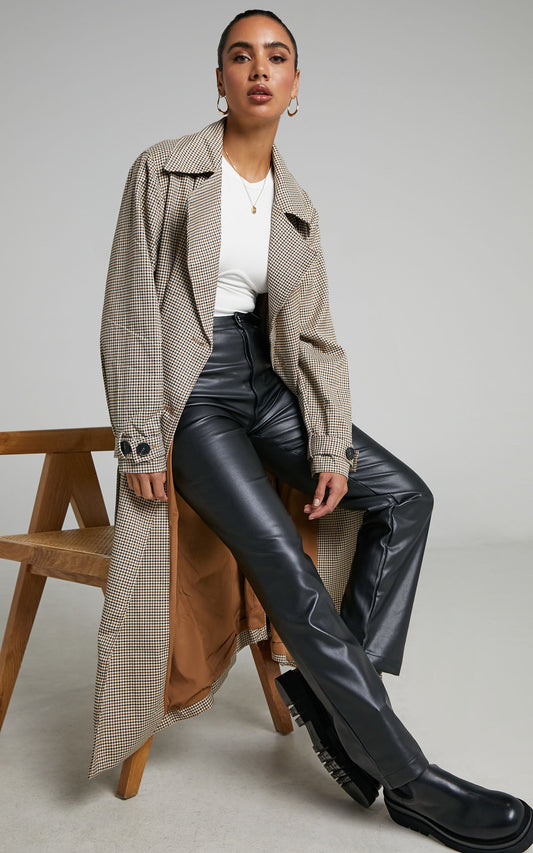 4th & Reckless - Chica Trench in Brown check