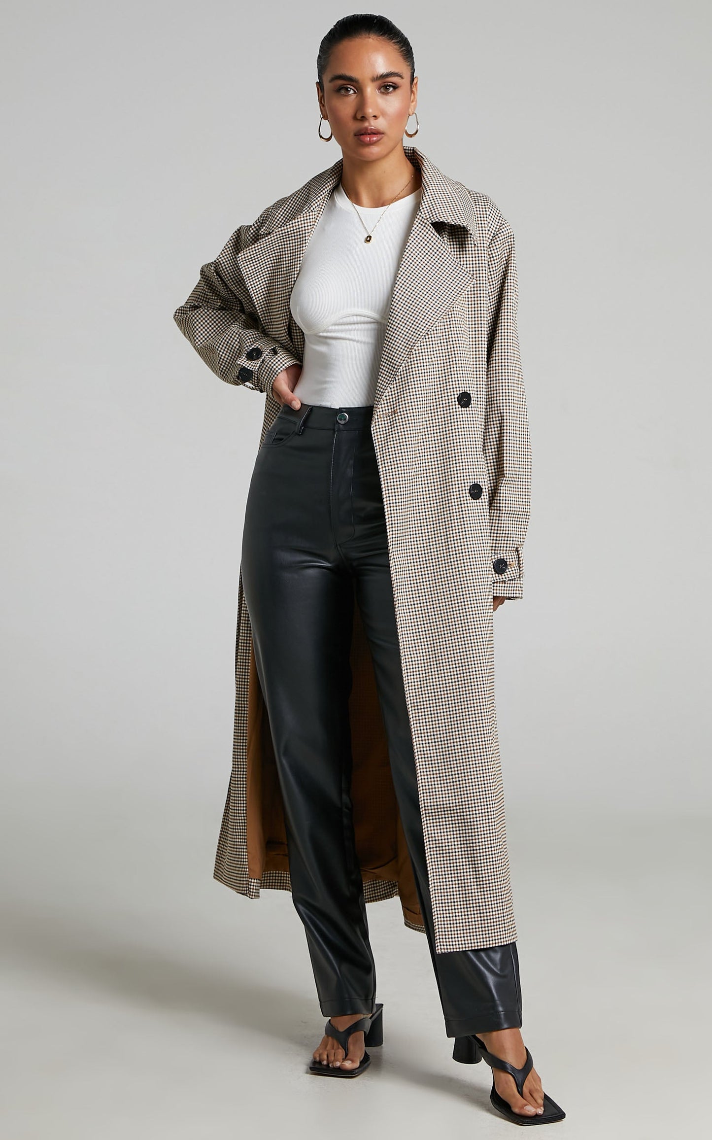 4th & Reckless - Chica Trench in Brown check