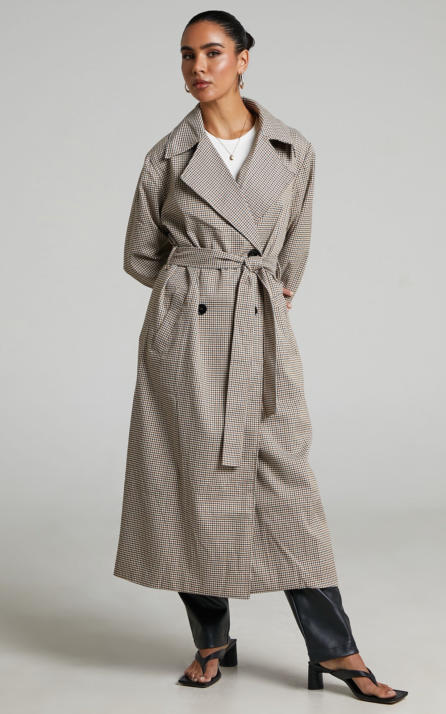 4th & Reckless - Chica Trench in Brown check