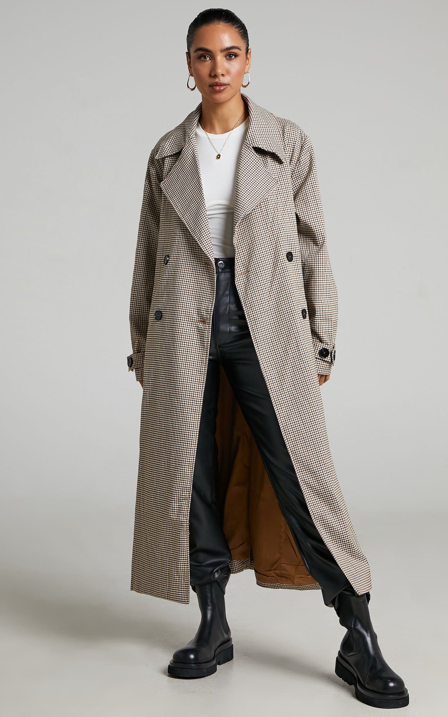 4th & Reckless - Chica Trench in Brown check