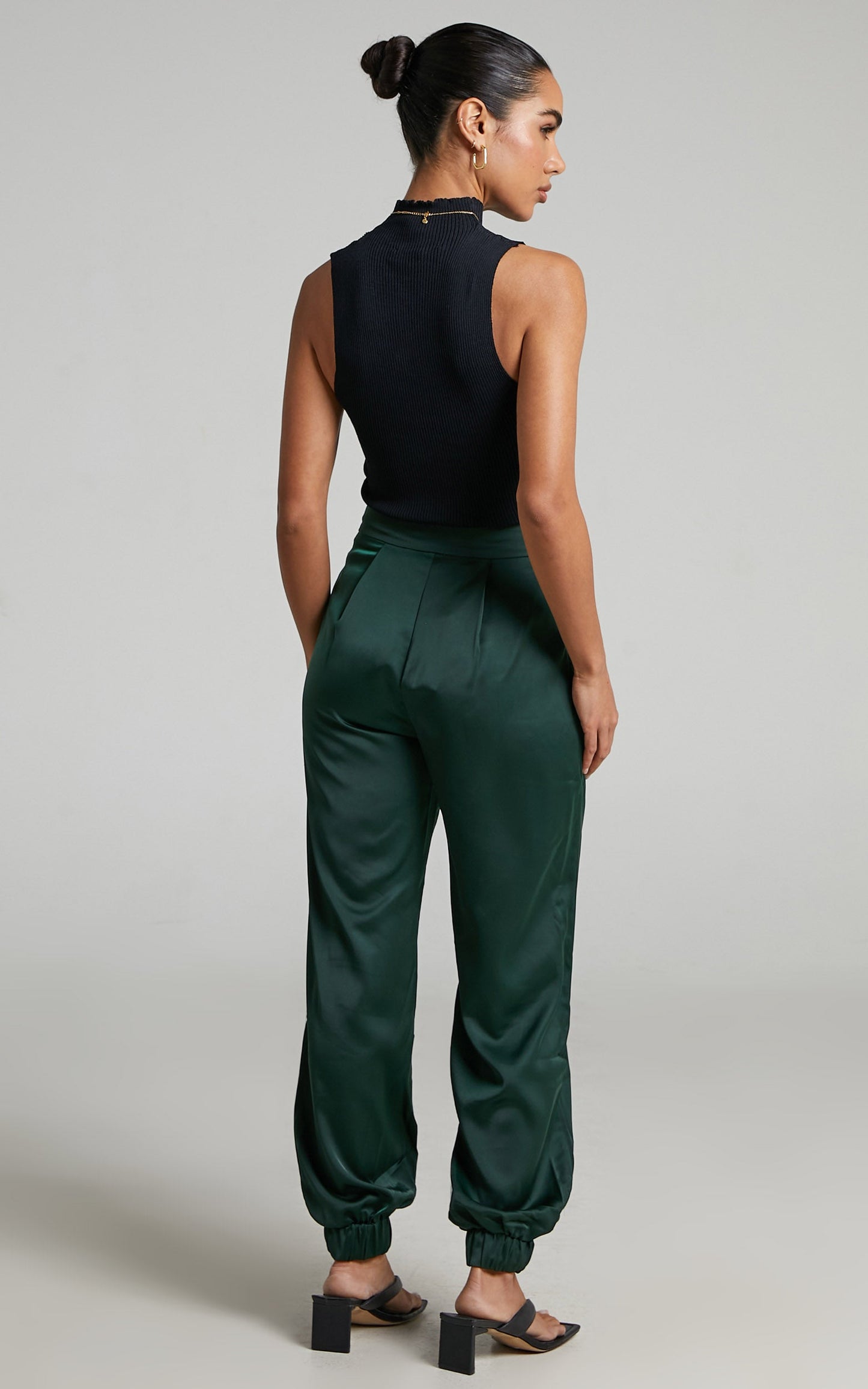 4th & Reckless - Elina Satin Jogger in Forest Green