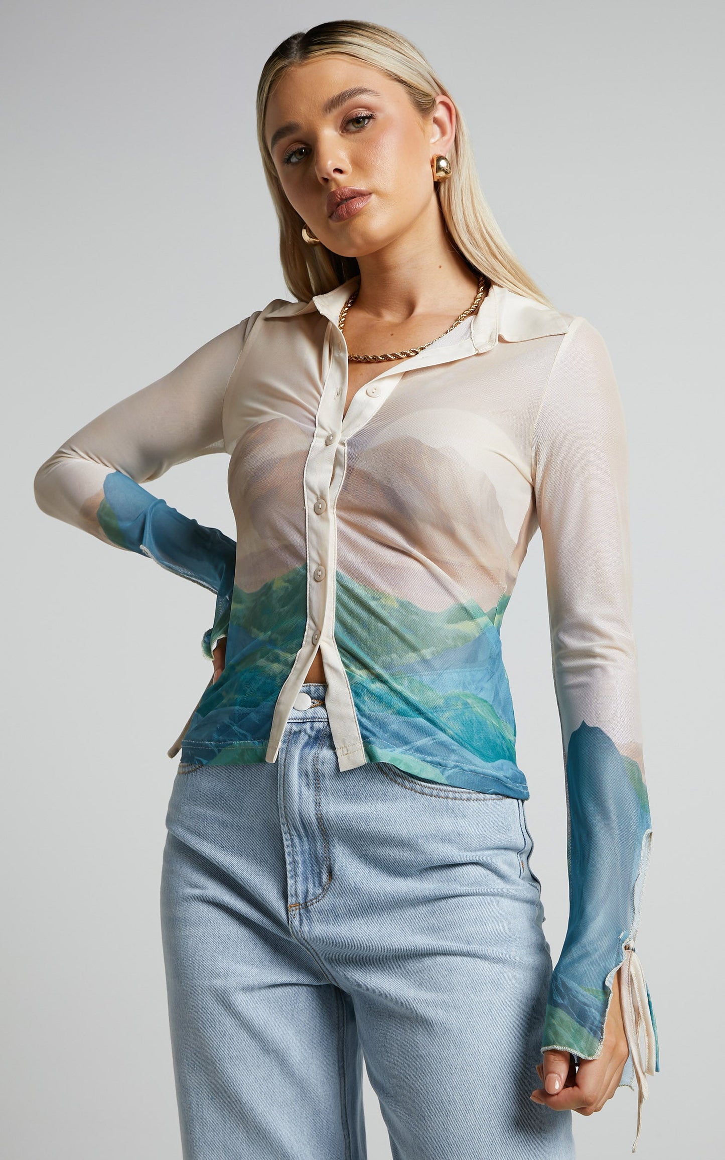 4th & Reckless - Elyanna Top in Sheer Print