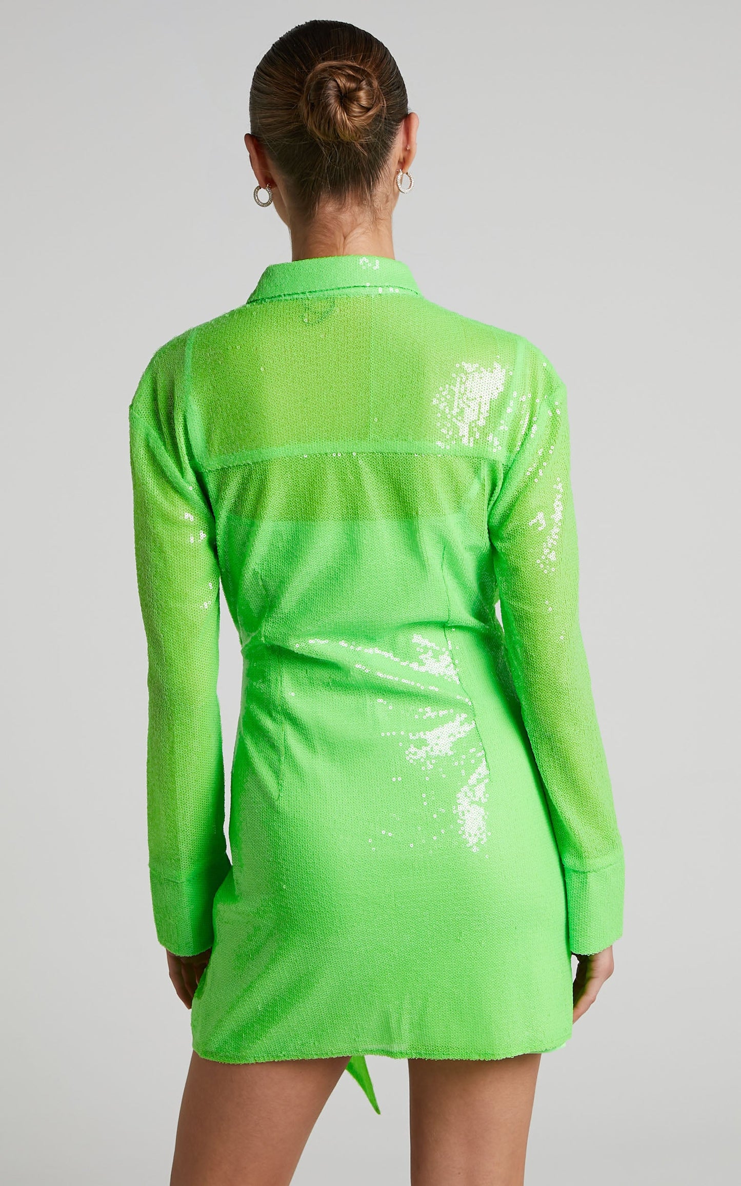 4th & Reckless - Idella Shirt Dress in Lime Sequin