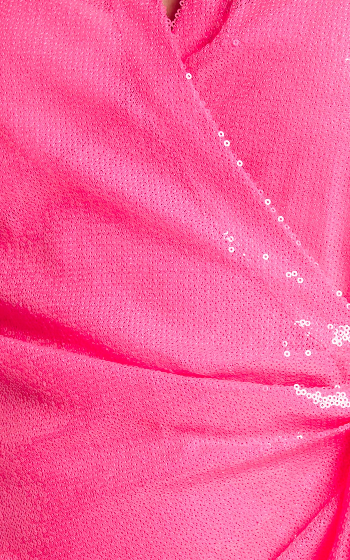 4th & Reckless - Idella Shirt Dress in Neon Pink Sequin