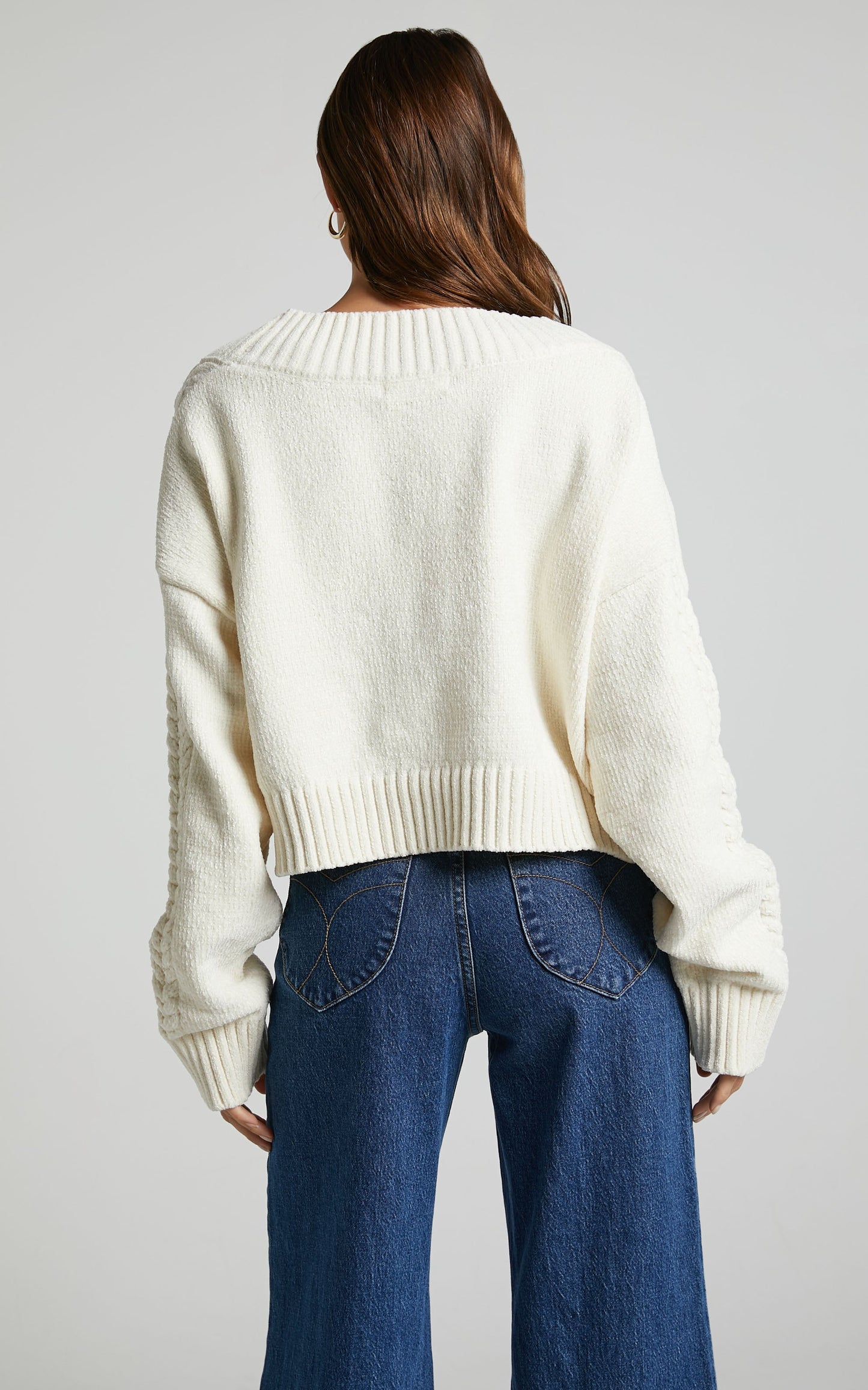 4th & Reckless - Mariella Jumper Boucle Cable Knit in Cream