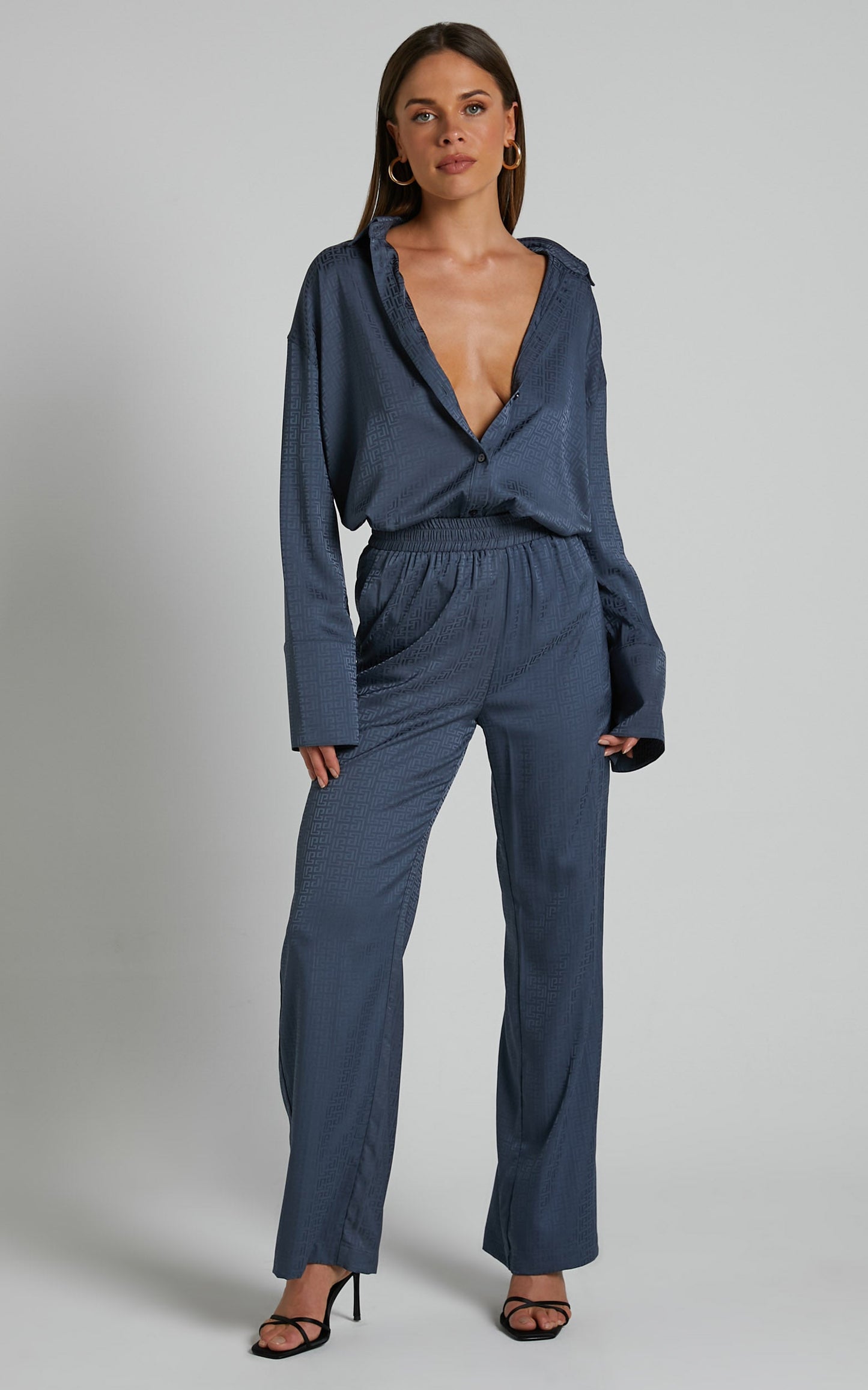 4th & Reckless - Mimi Satin Trouser in Blue Geo