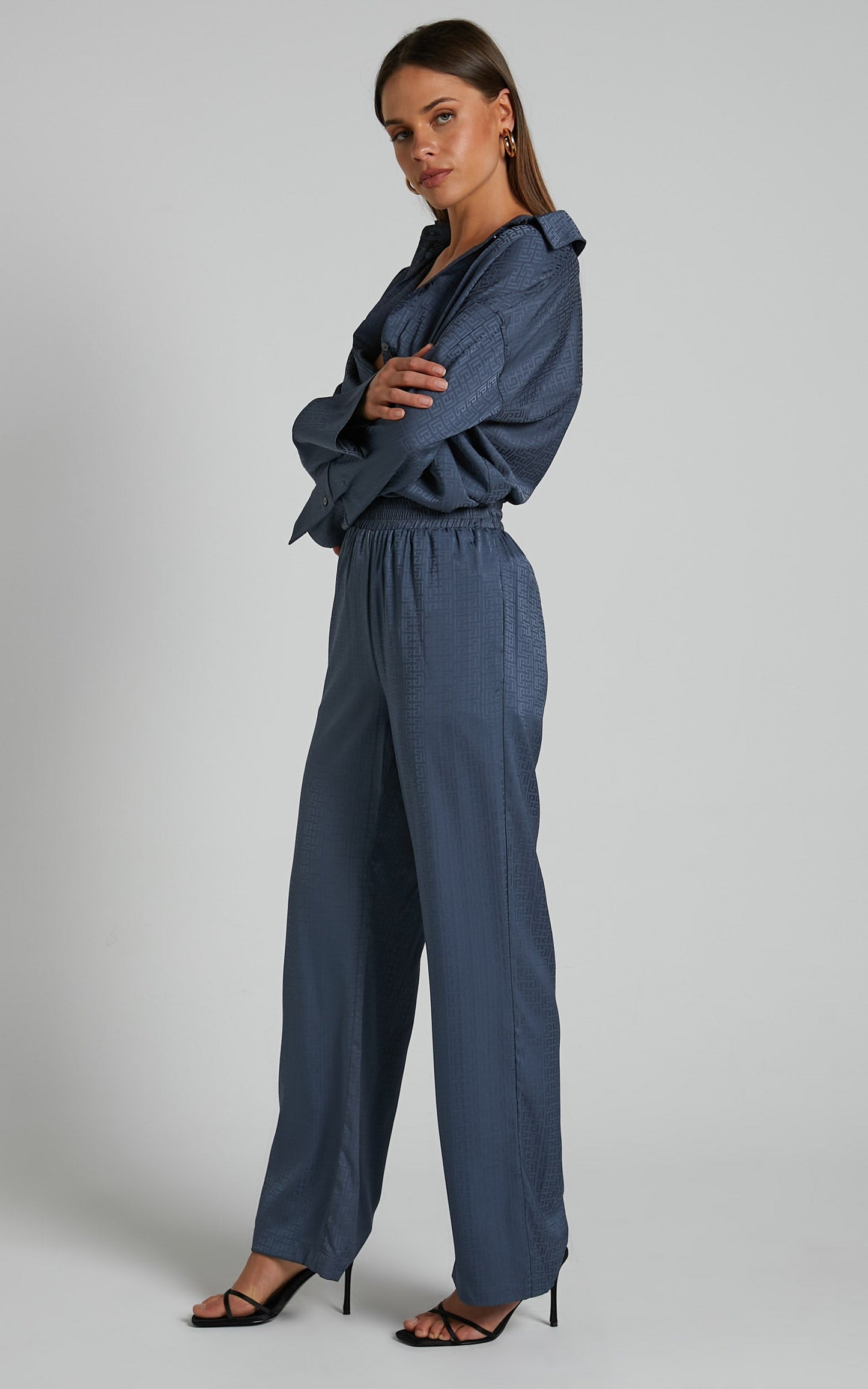 4th & Reckless - Mimi Satin Trouser in Blue Geo