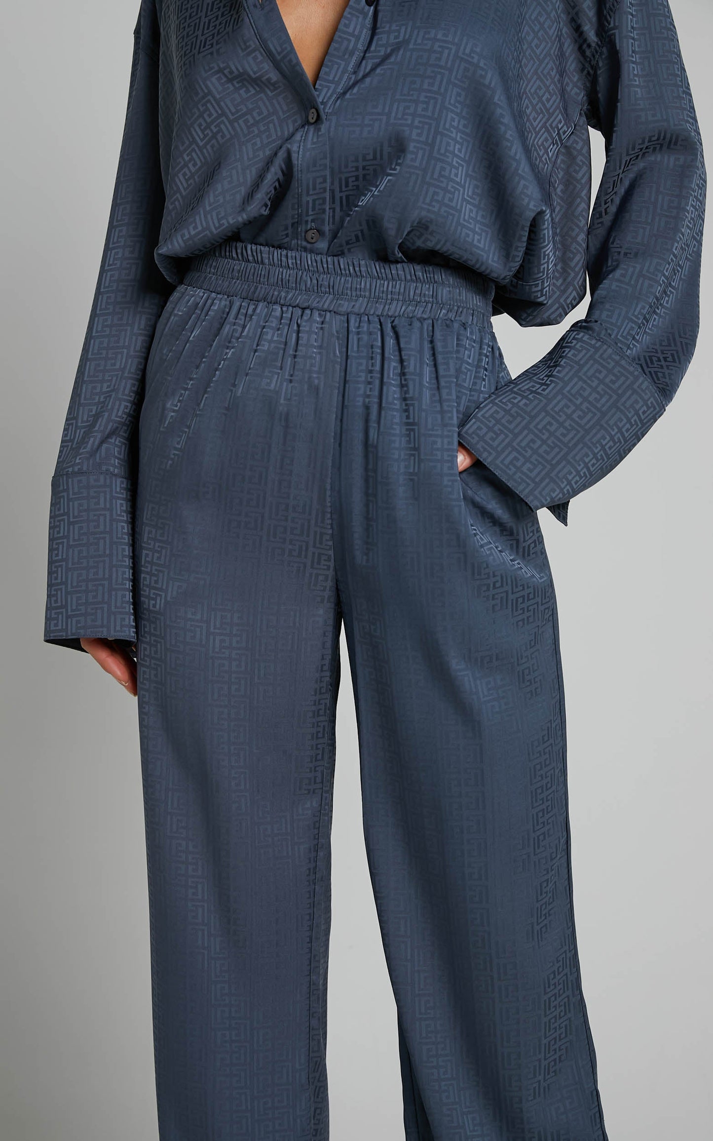 4th & Reckless - Mimi Satin Trouser in Blue Geo