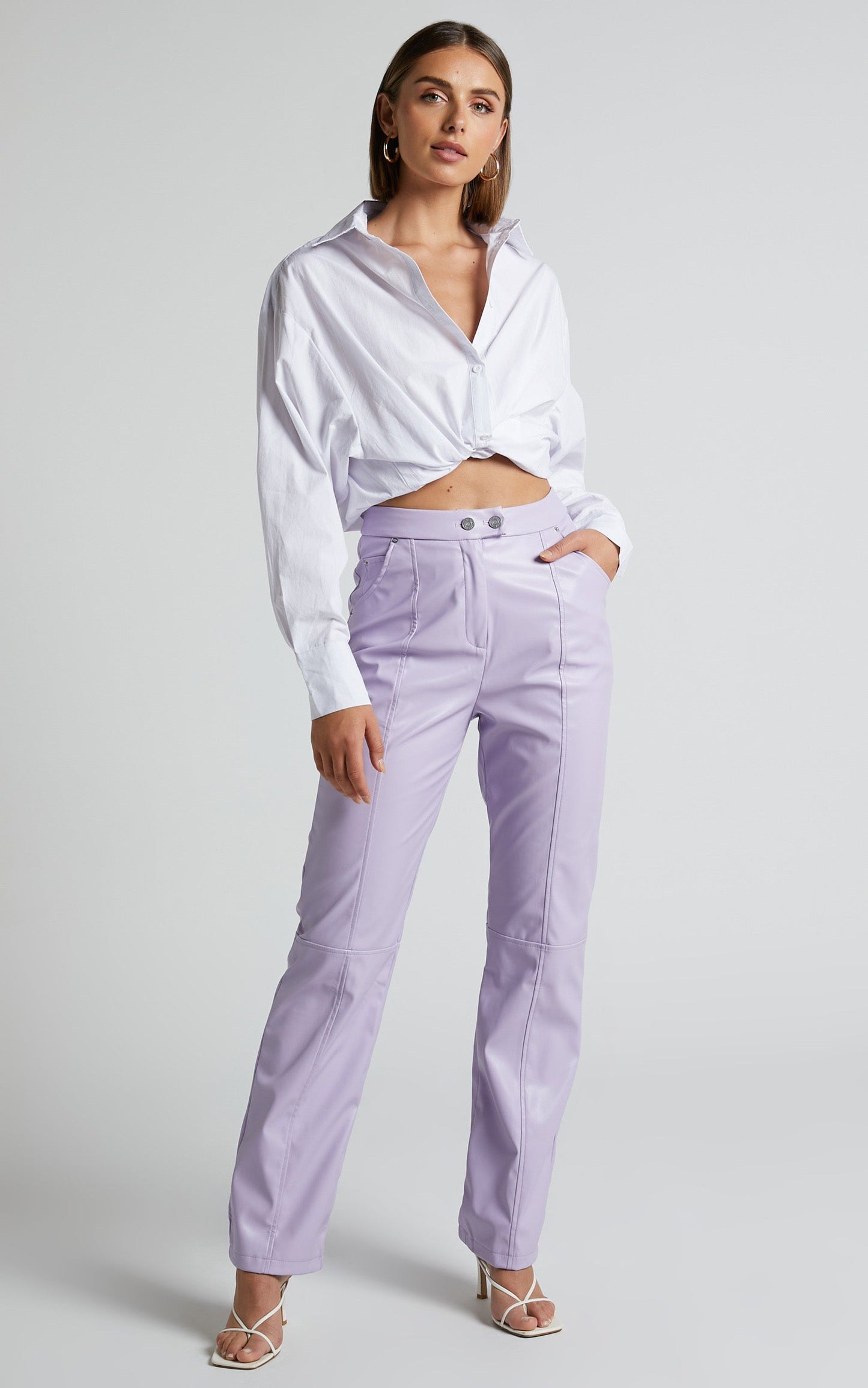 4th & Reckless - Tropez Leather Trouser in Lilac