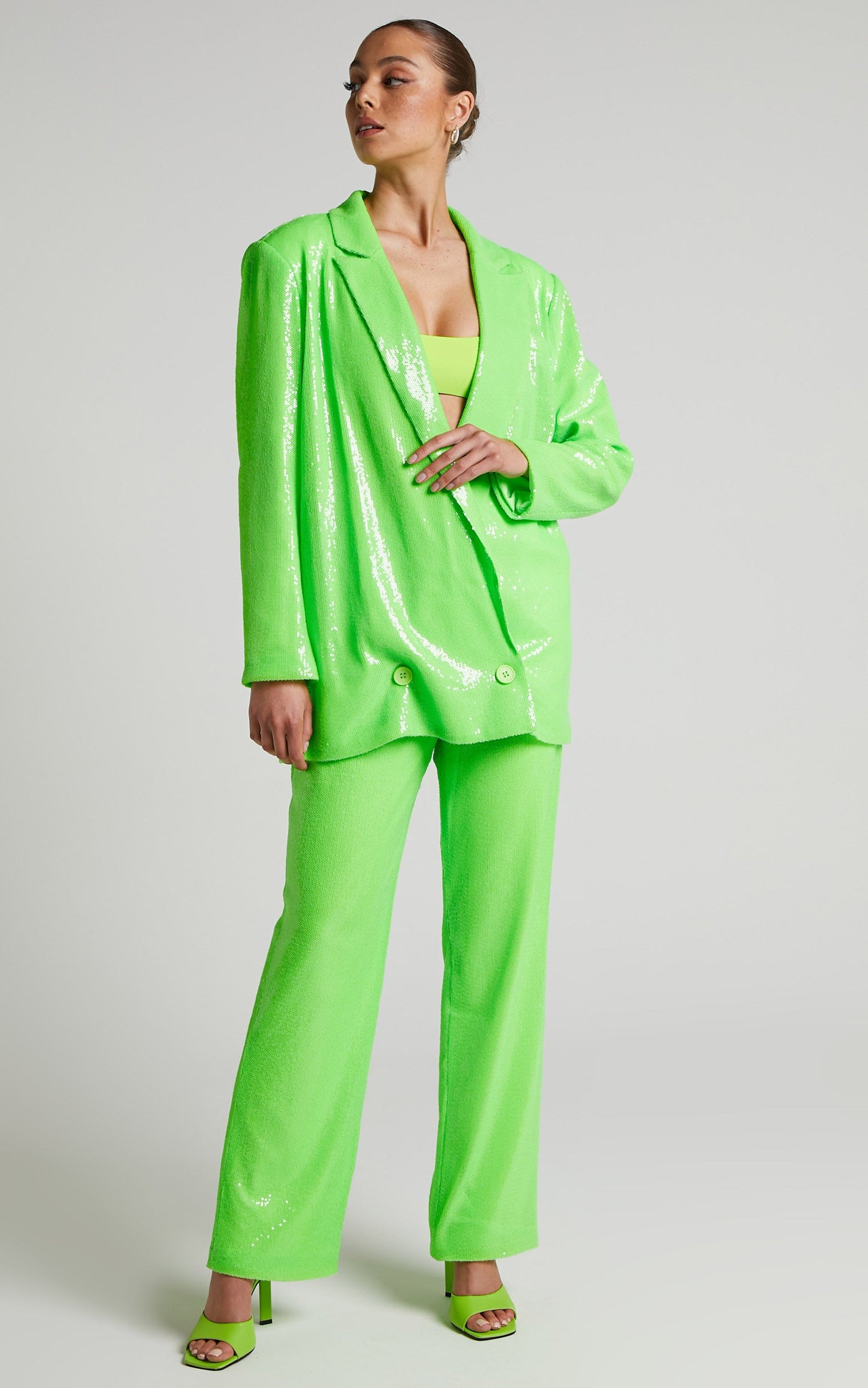 4th & Reckless - Vera Blazer in Lime Sequin