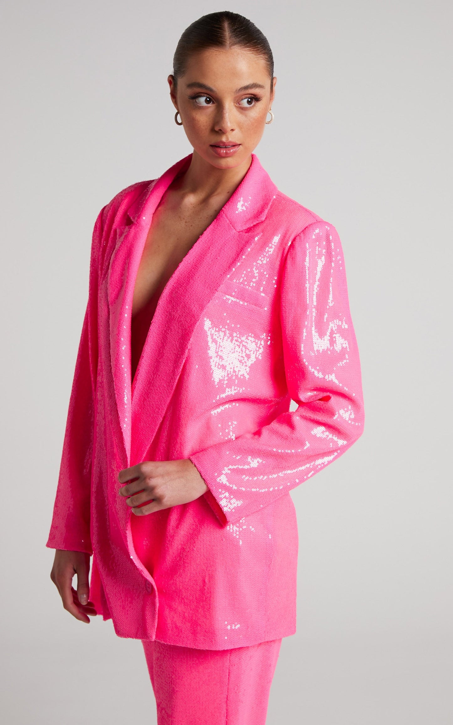 4th & Reckless - Vera Blazer in Neon Pink Sequin