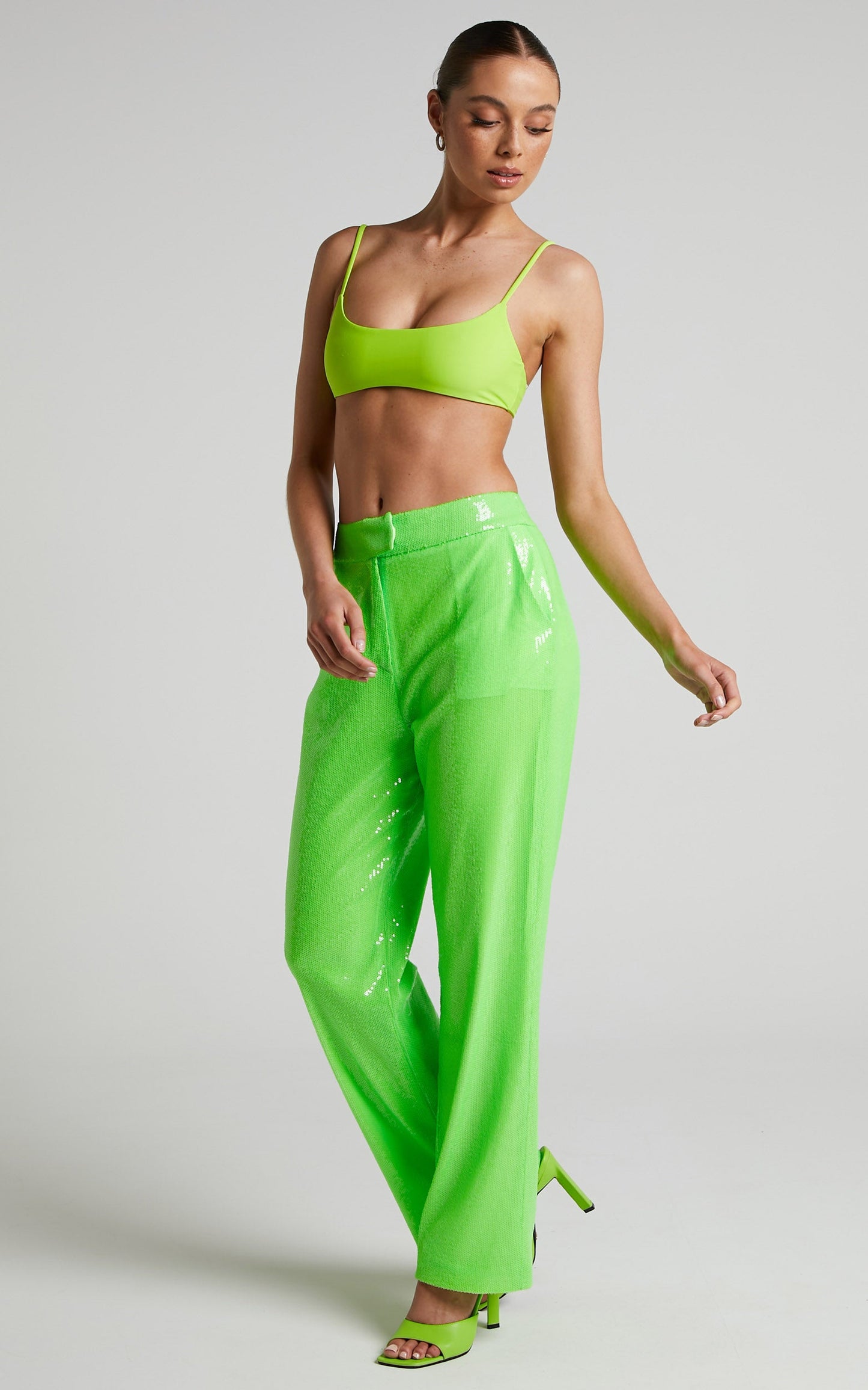 4th & Reckless - Vera Trouser in Lime Sequin