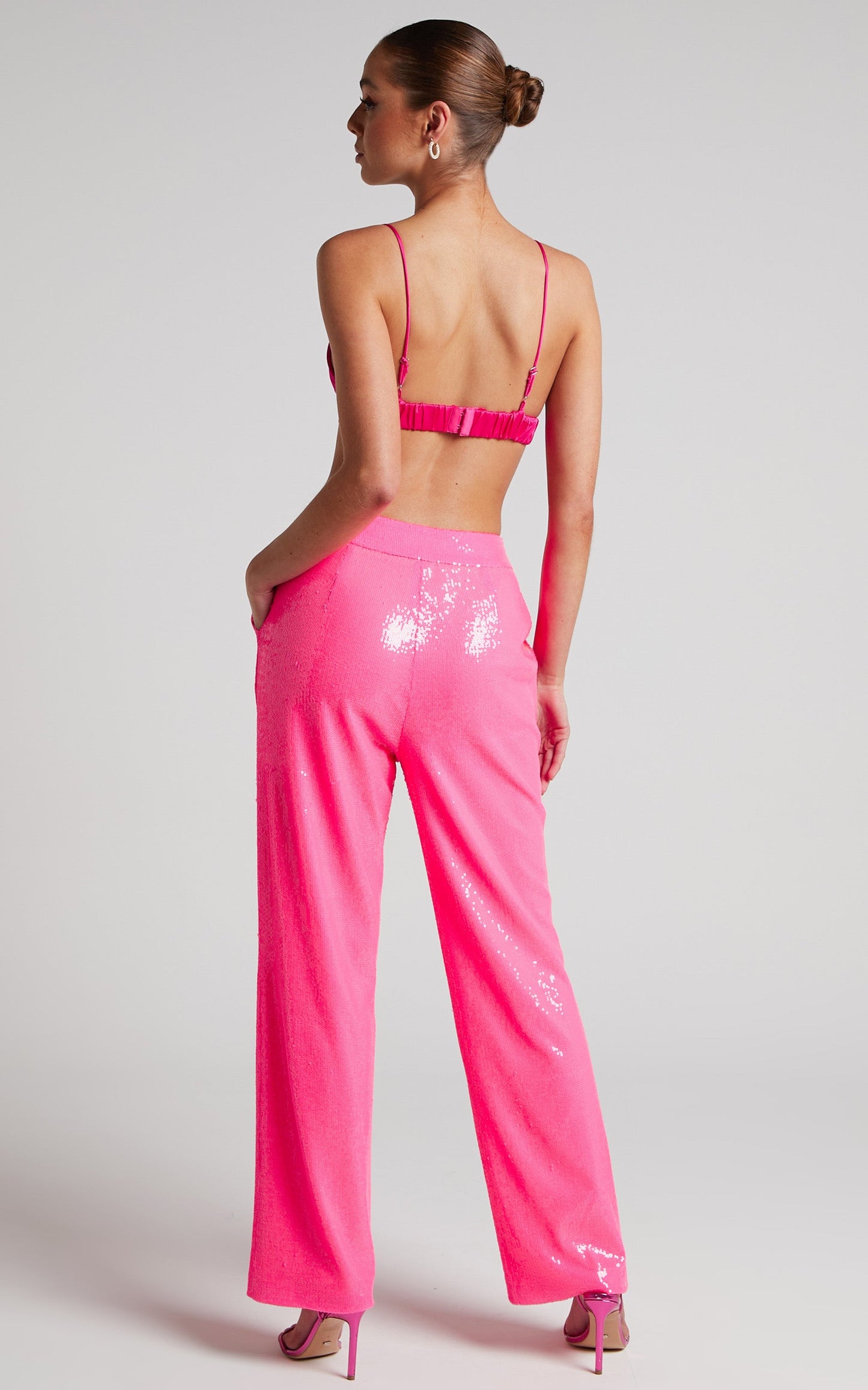 4th & Reckless - Vera Trouser in Neon Pink Sequin