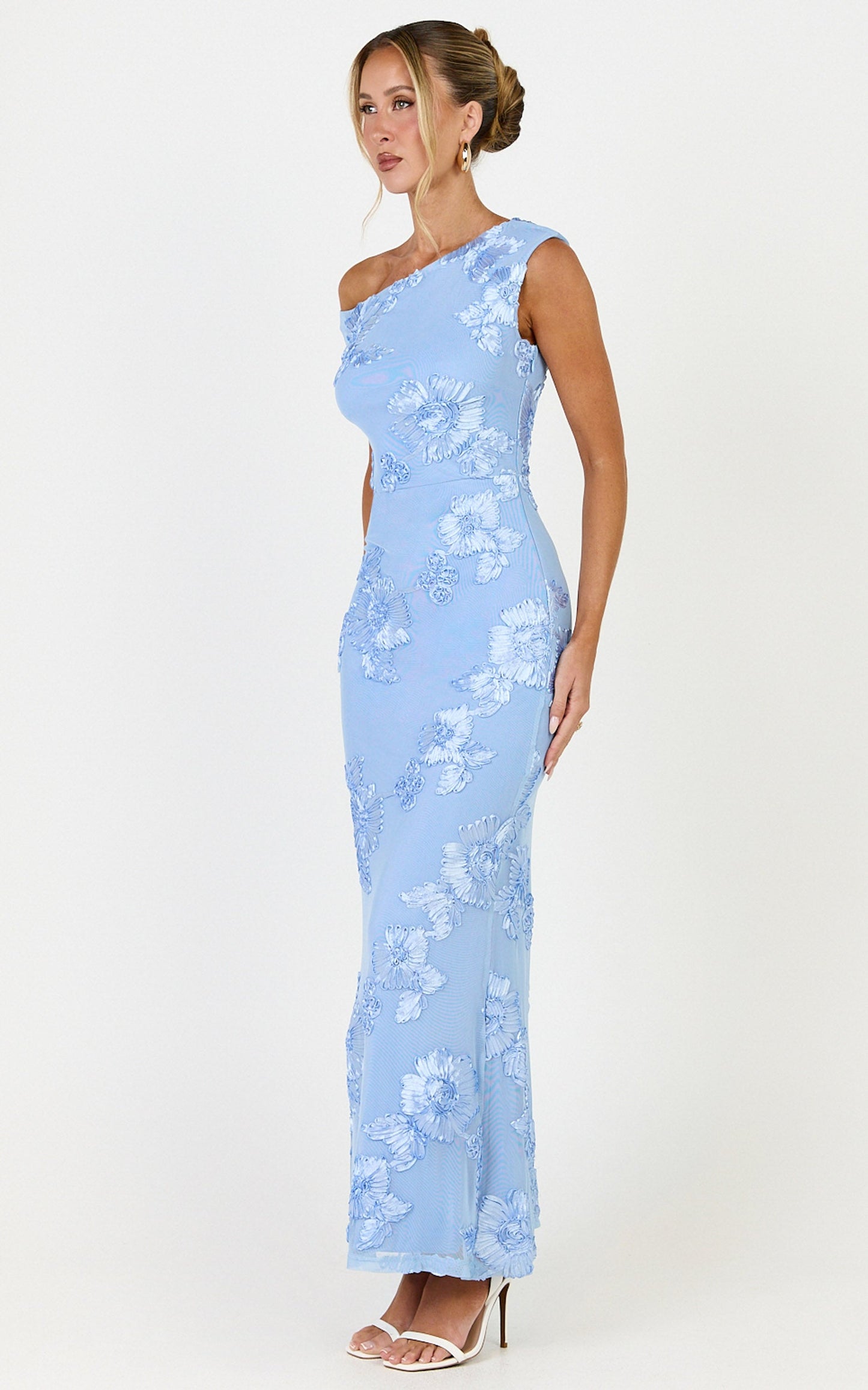 Nami Mini Dress - Overlay Off Shoulder Draped Cowl Waist Dress in Light Blue