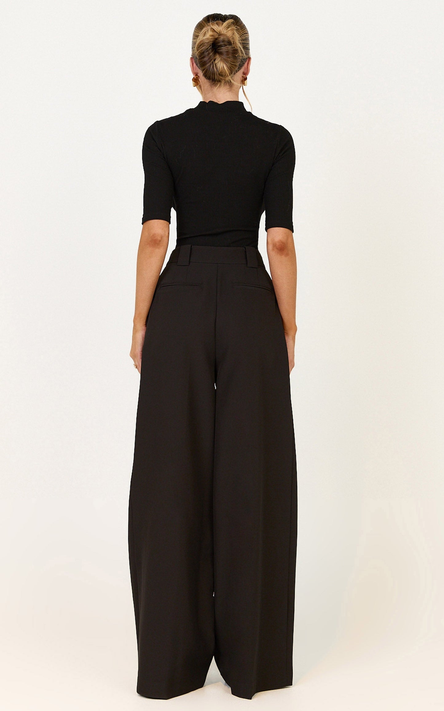 Jane Pants - High Waist Tailored Wide Leg Pants in Black