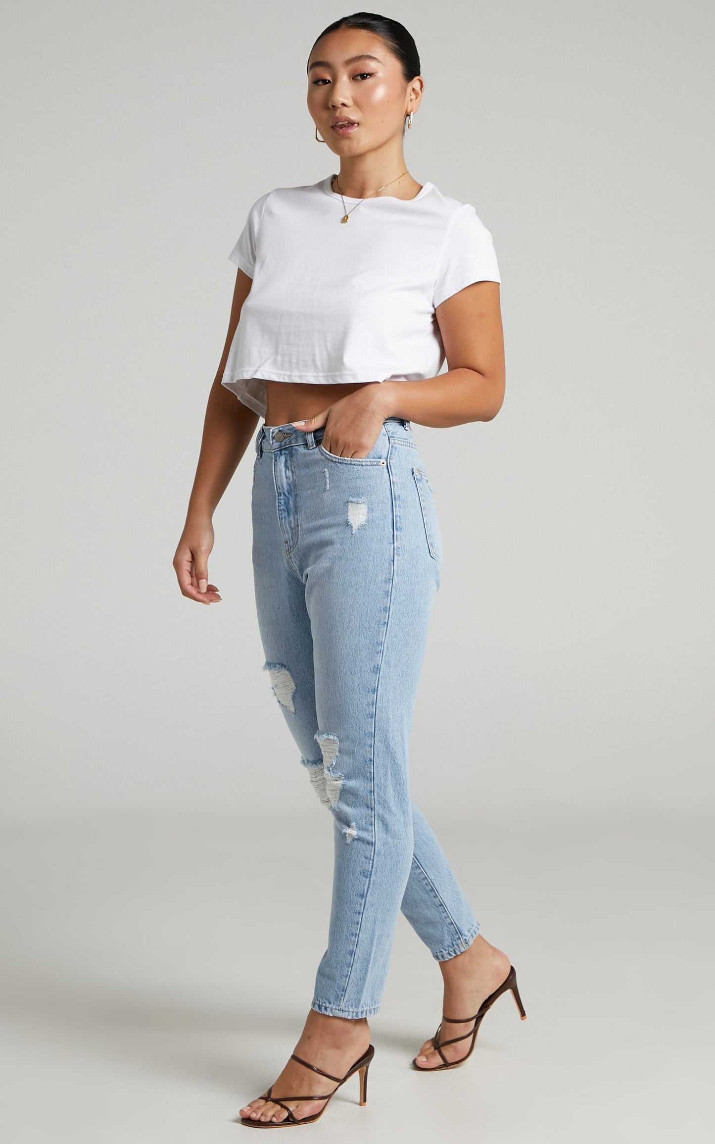 DR DENIM - NORA JEANS in DESTINY LIGHT BLUE RIPPED