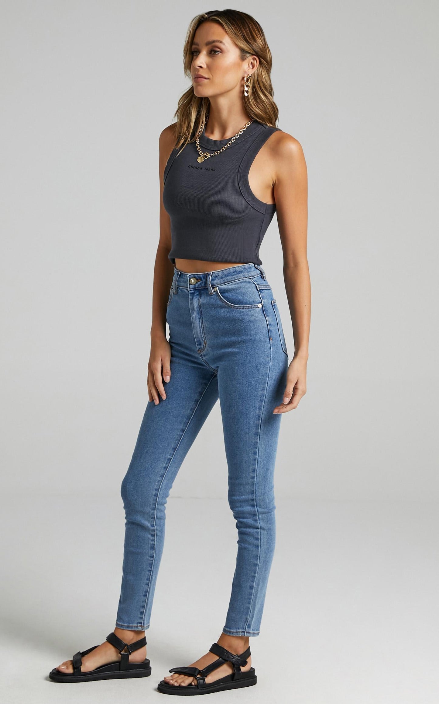 Abrand - Heather Singlet in Black Sea