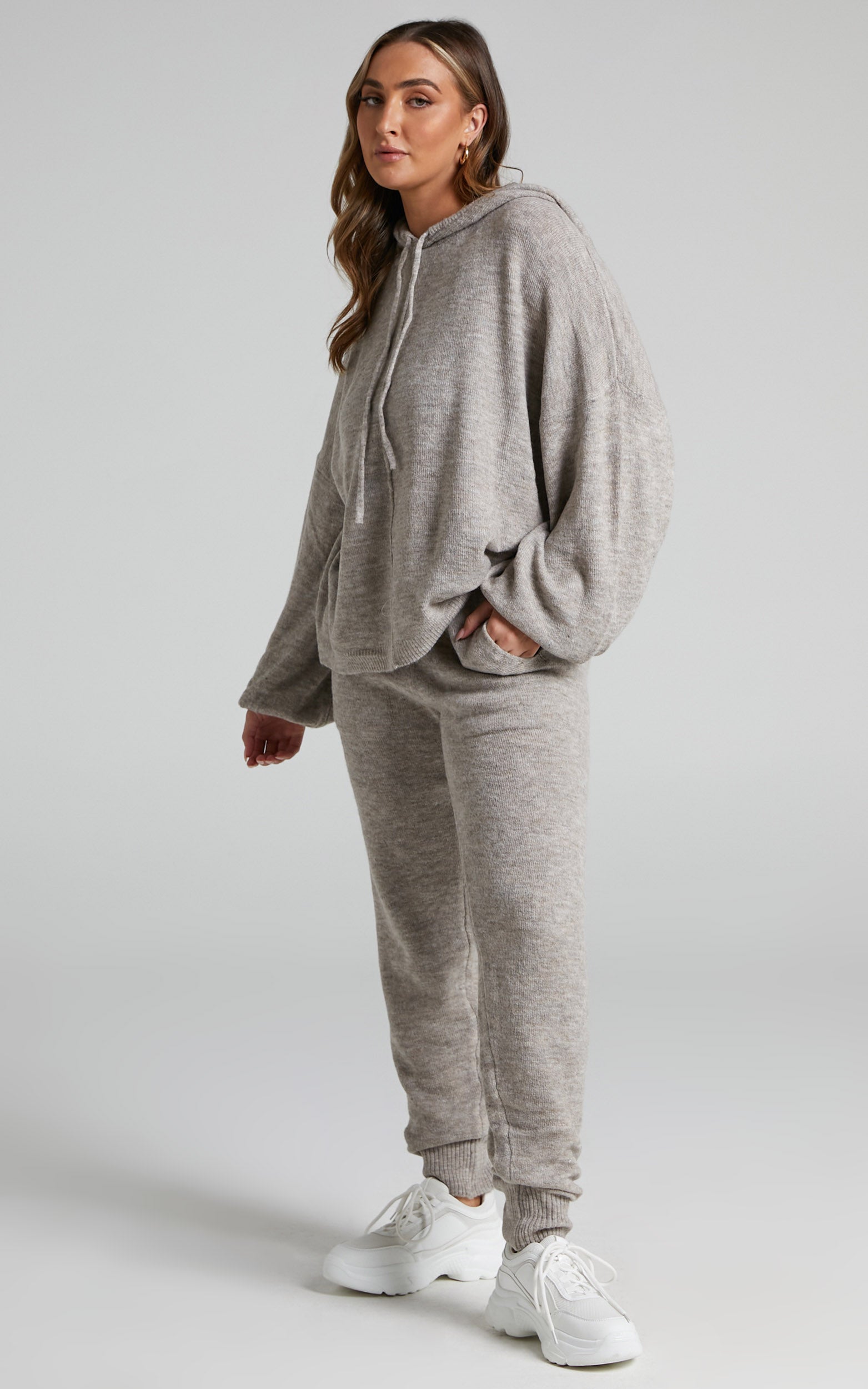 Araceli Two Piece Set - Knitted Lounge Set in Dark Grey