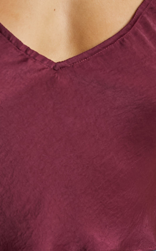 Rosina Cropped Slip Cami in Plum