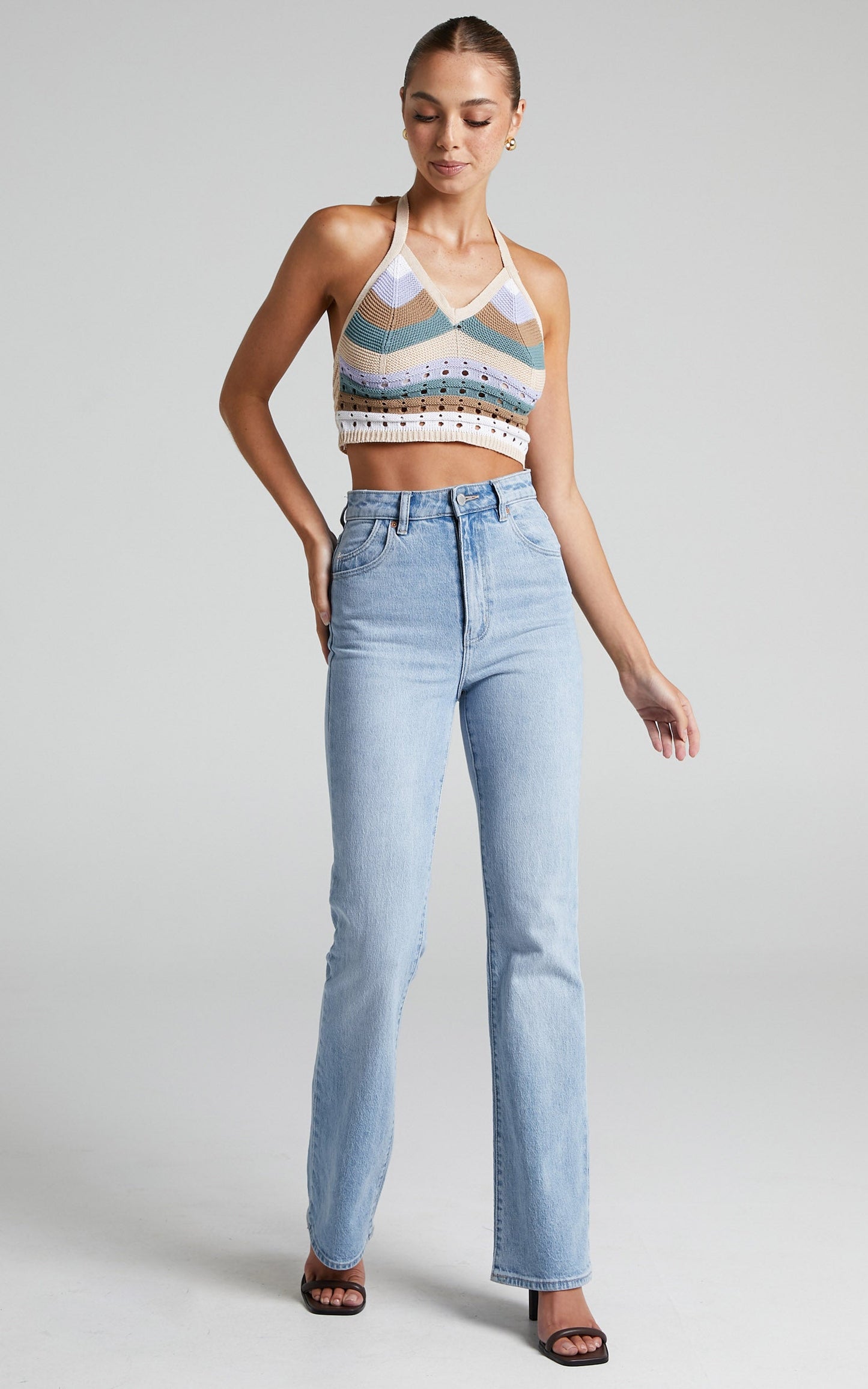 Rumi Crochet Halter Crop Top in Multi