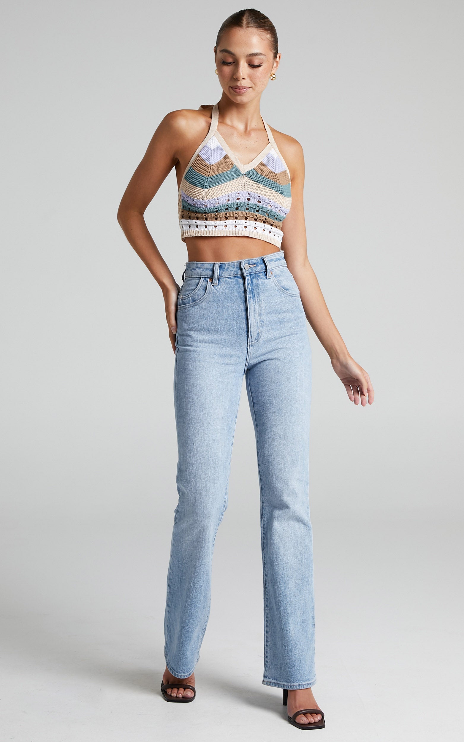 Rumi Crochet Halter Crop Top in Multi