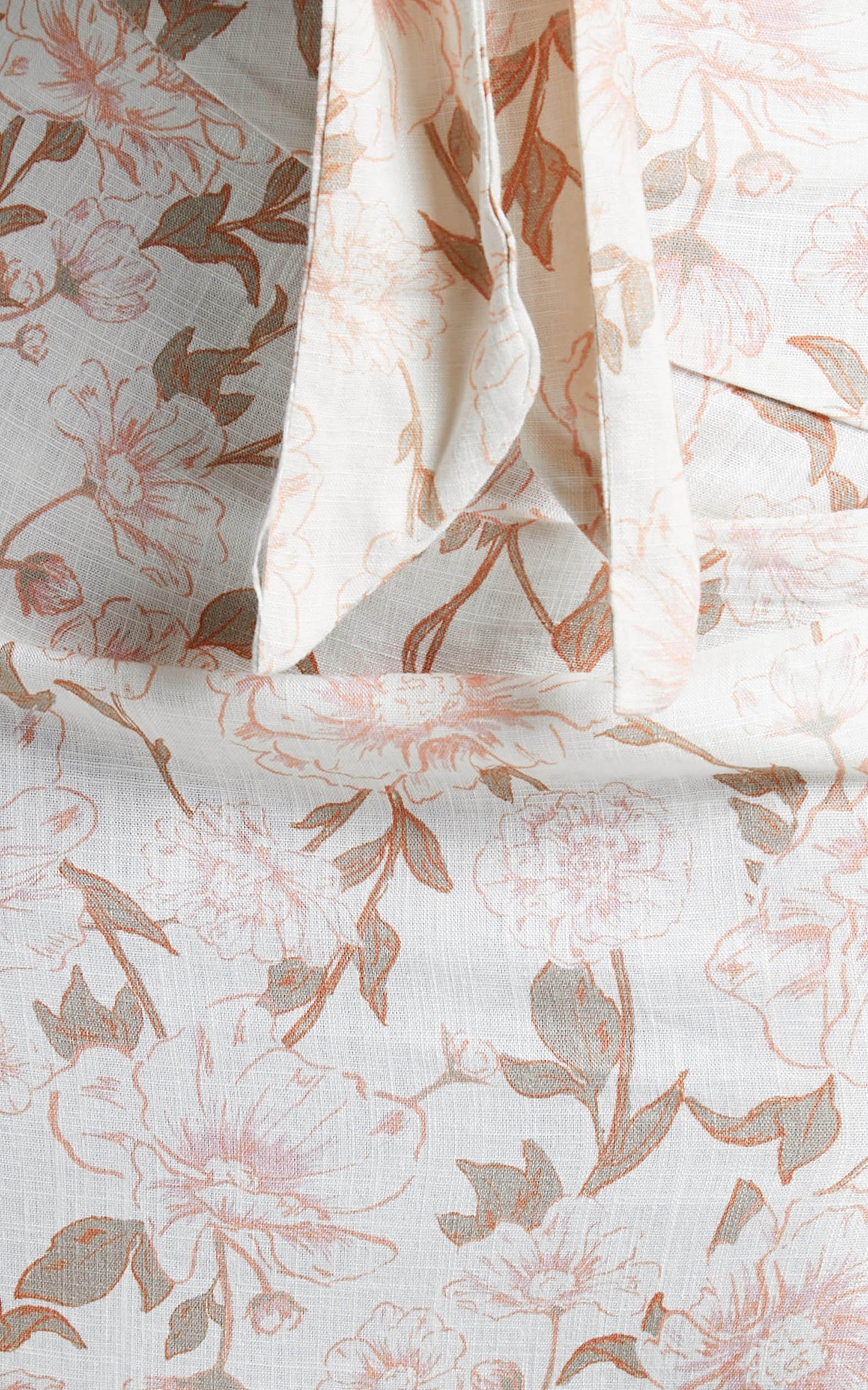 Amalie The Label - Clarette Linen Blend High Waisted Side Split Midi Skirt in Pink Linear Floral
