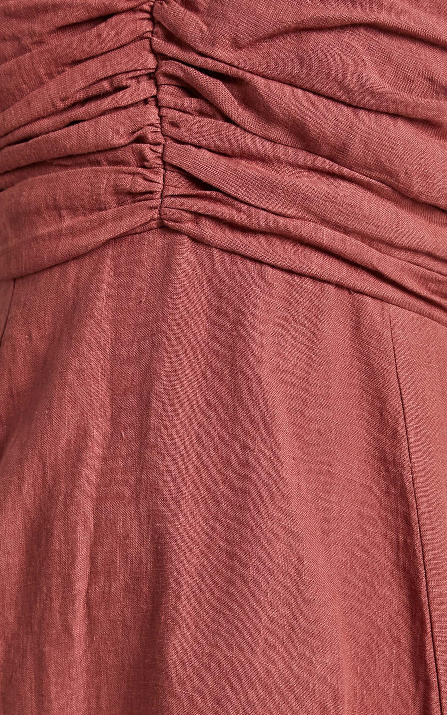 Amalie The Label - Zuri Linen Gathered Bodice Halter Maxi Linen Dress in Burnt Rose