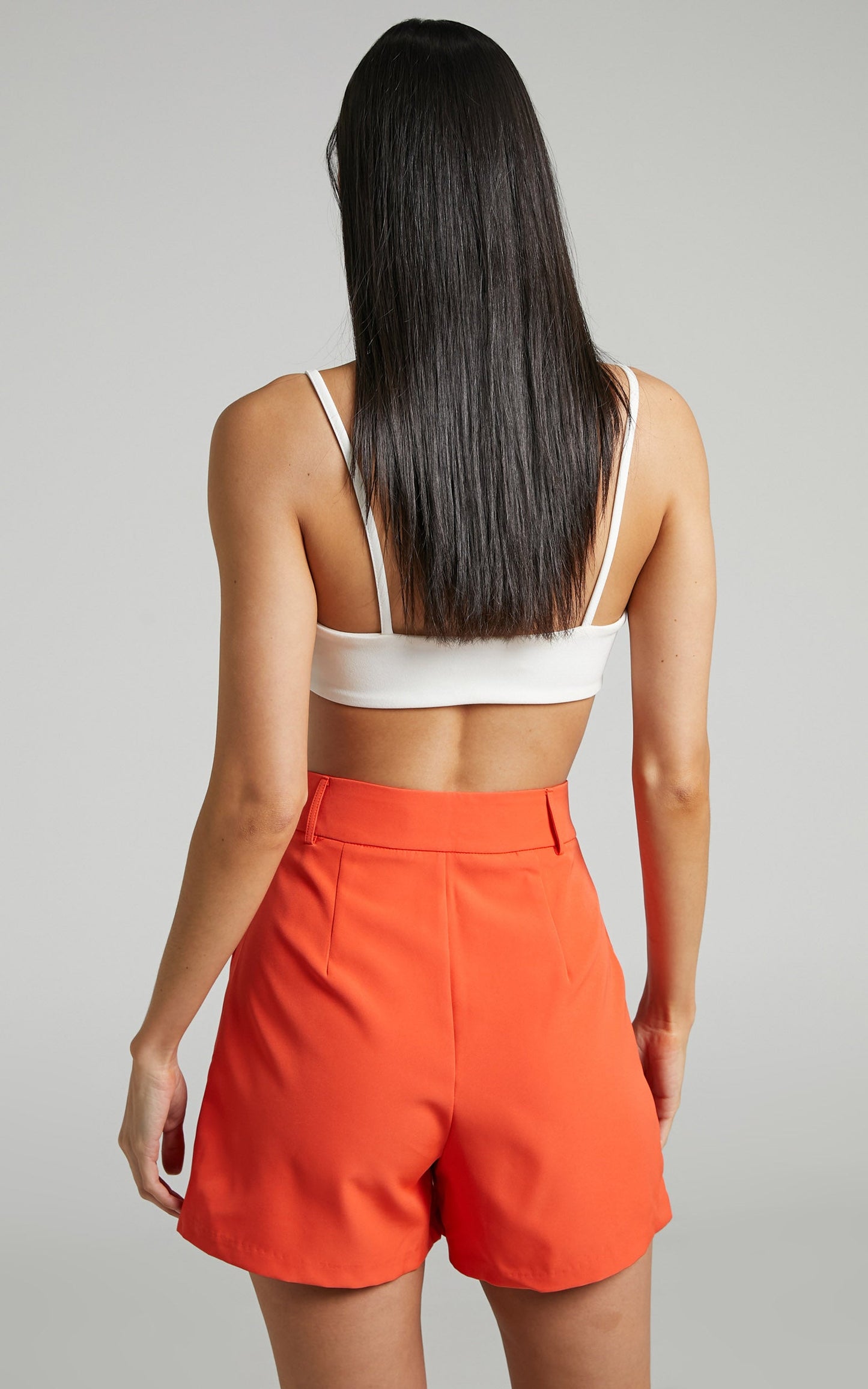 Ashesha High Waisted Tailored Suiting Shorts in Oxy Fire